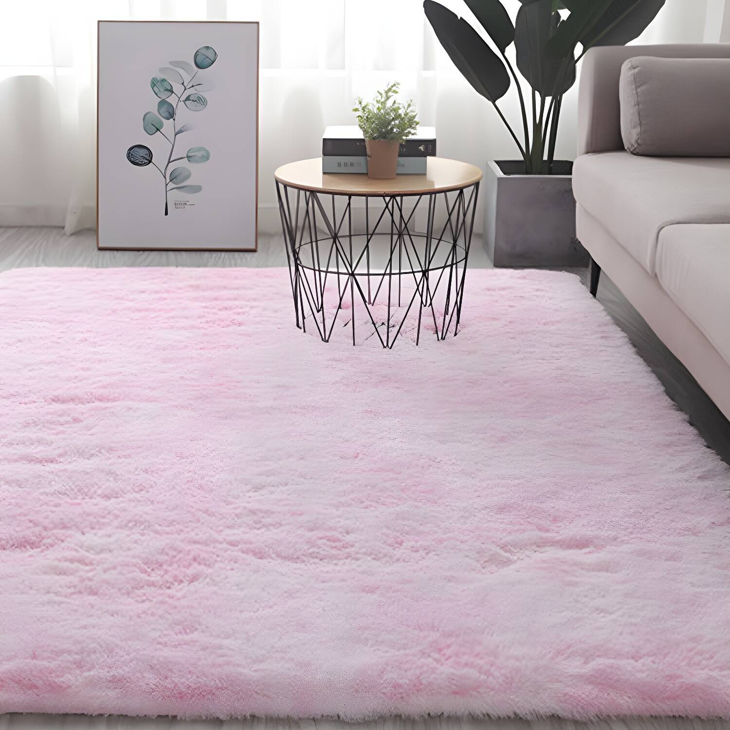 Modern Solid Shag Carpet Polyester Indoor Rug Non-Slip Backing Area Carpet for Living Room