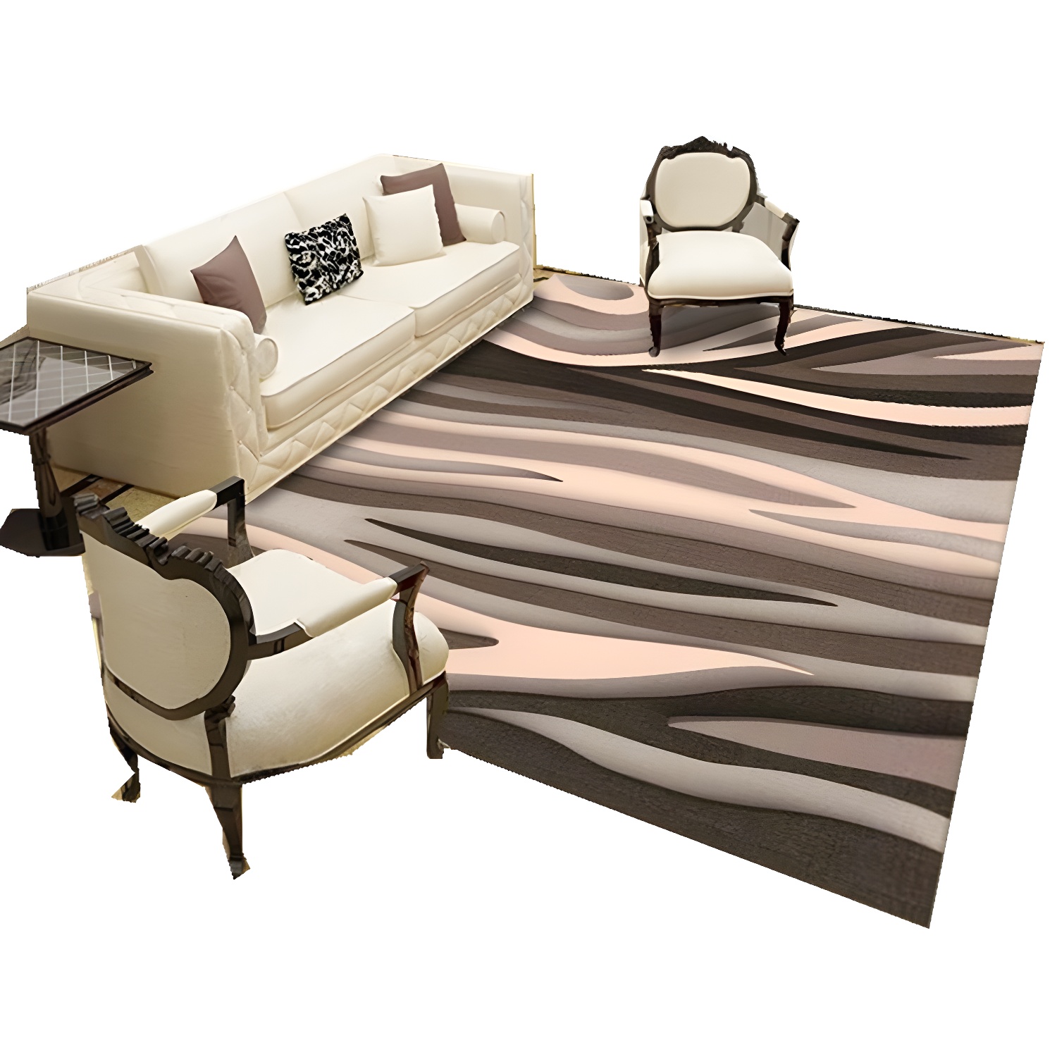 Natural Zebra Striped Carpet Polyester Indoor Rug Non-Slip Backing Area Rug for Living Room