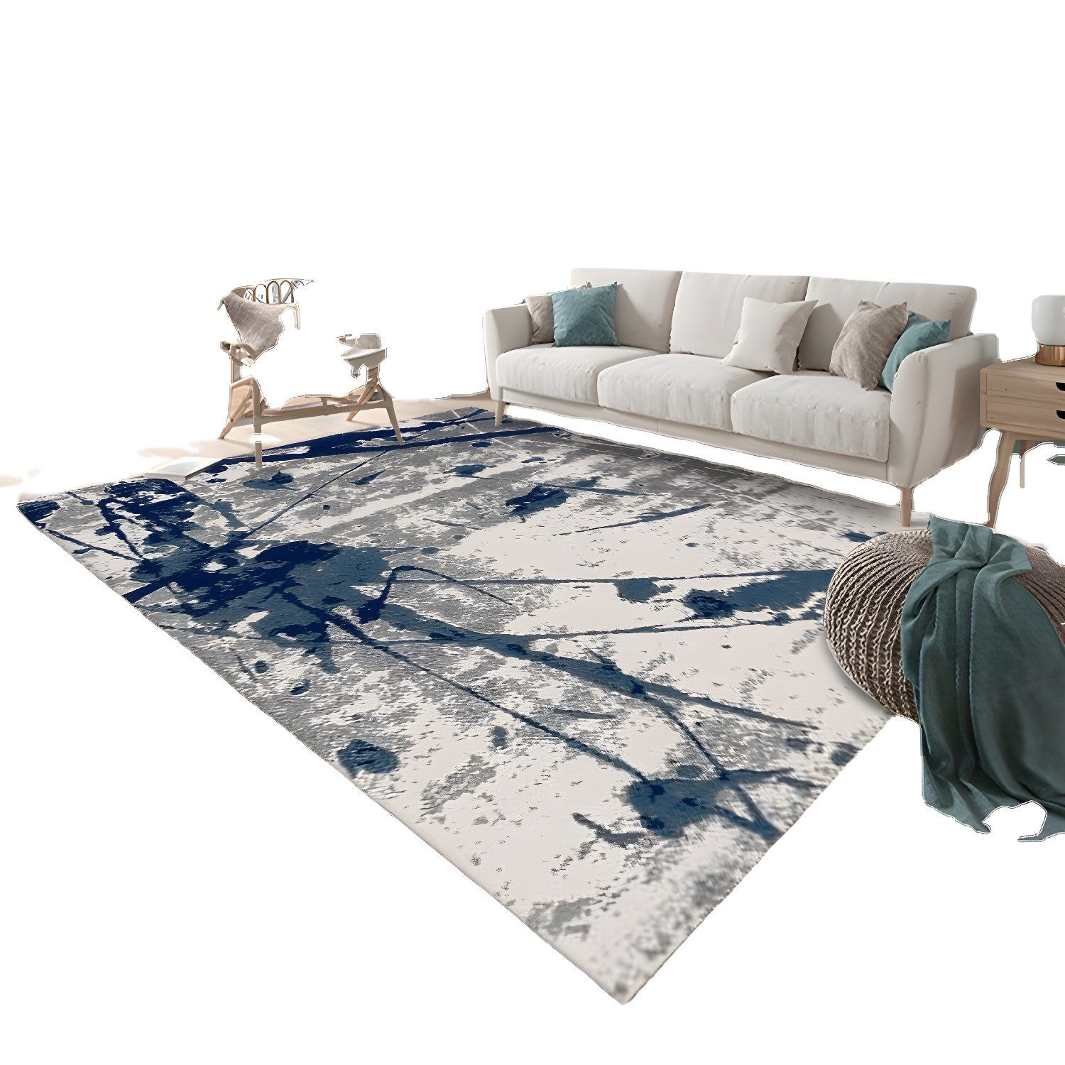 Modern Abstract Pattern Carpet Polyester Area Rug Stain Resistant Area Rug for Living Room