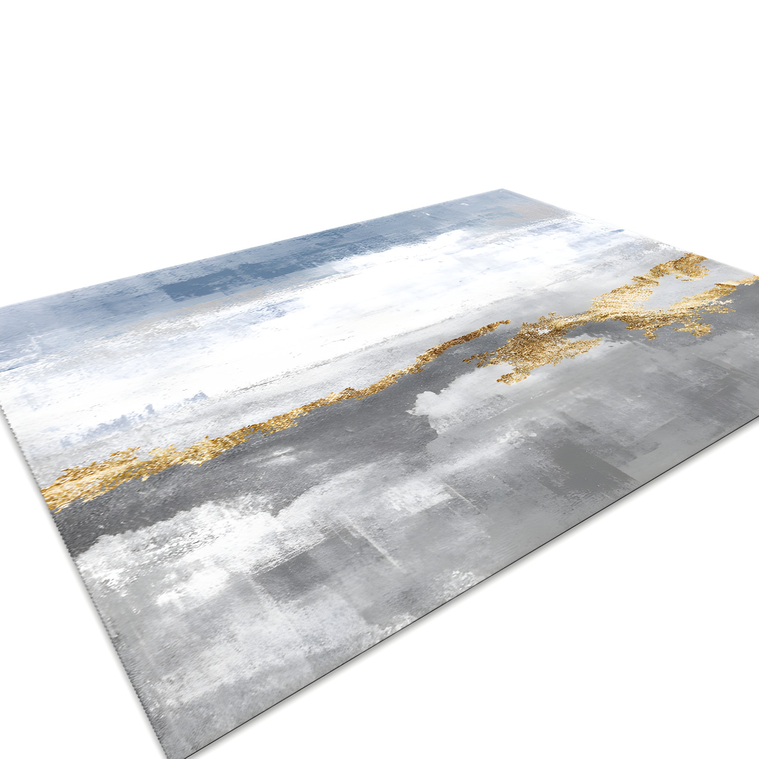 Gray Modern Rug Polyester Geometric Print Rug Non-Slip Backing Rug for Living Room