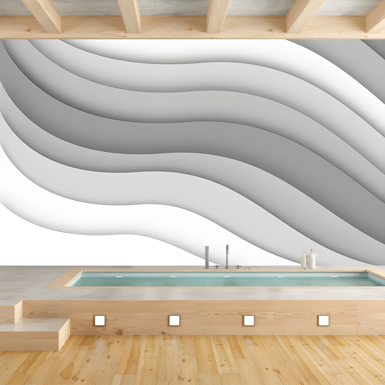 Abstract Waves Mural Wall Covering for Dining Room Eco-friendly for Decoration