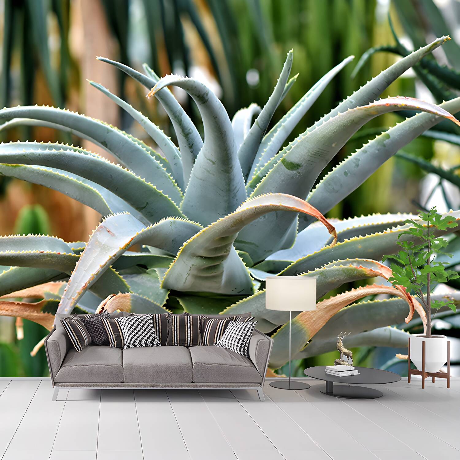 Agave Plant Wall Covering for Living Room Bedroom Home Decor, Customized Size