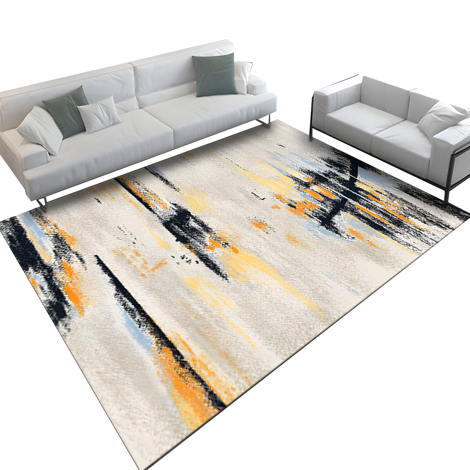 Gorgeous Modern Rug Orange Colour Piece Rug Washable Rug for Living Room
