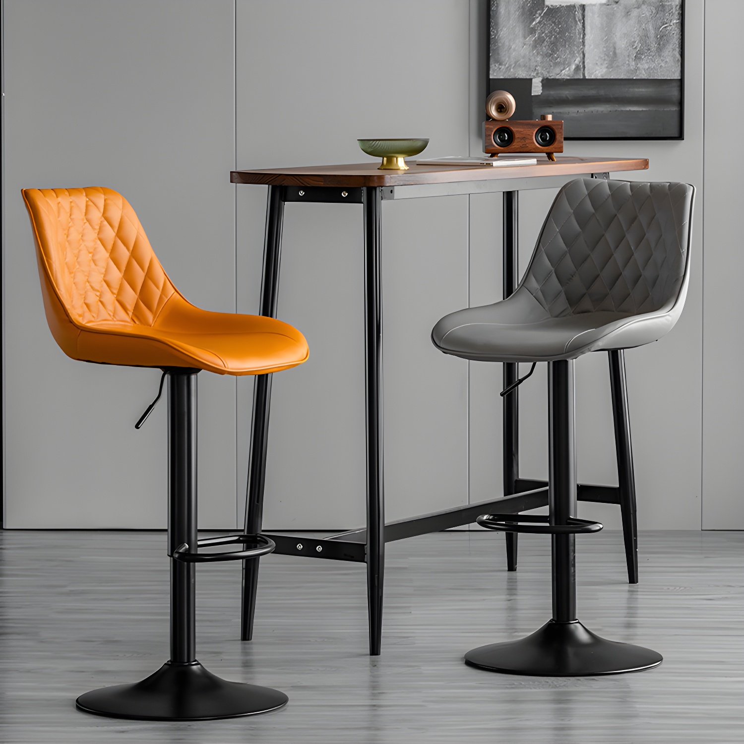 Dining Room Nordic Leather Bar Stool Modern Adjustable Height Stool