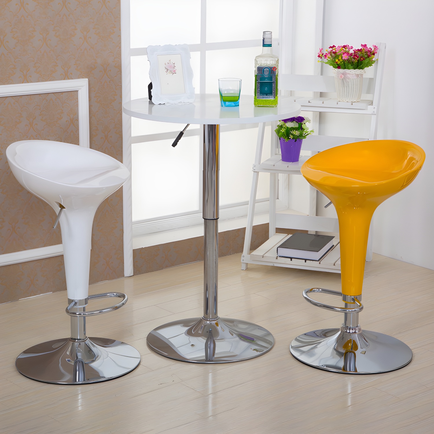 Scandinavian Adjustable Height Counter Stools Metal Bar Stools with Footrest