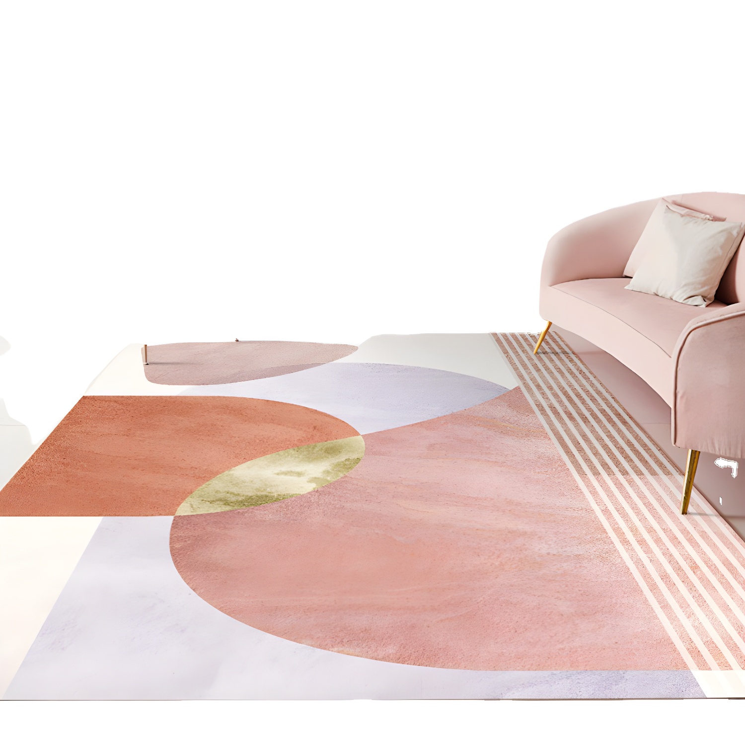 Pink Modern Rug Polyester Irregular Colour Piece Rug Washable Rug for Drawing Room