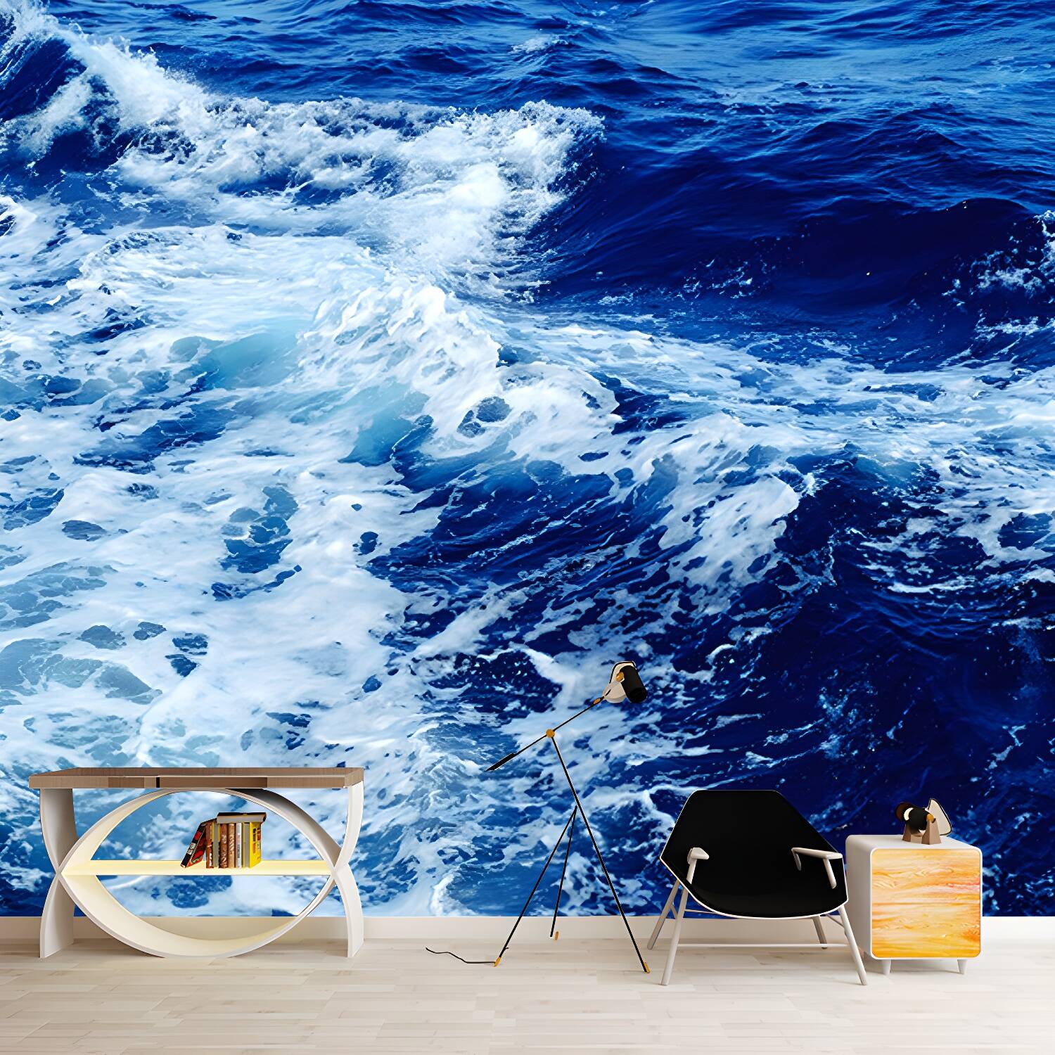 Modern Style Mural Wallpaper Sea Wave Eco-friendly Indoor Wall Mural