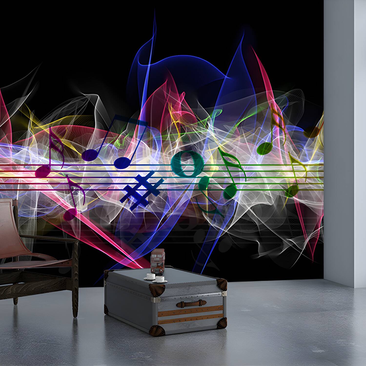Modern Illustration Mural Wallpaper Musical Note Indoor Wall Mural