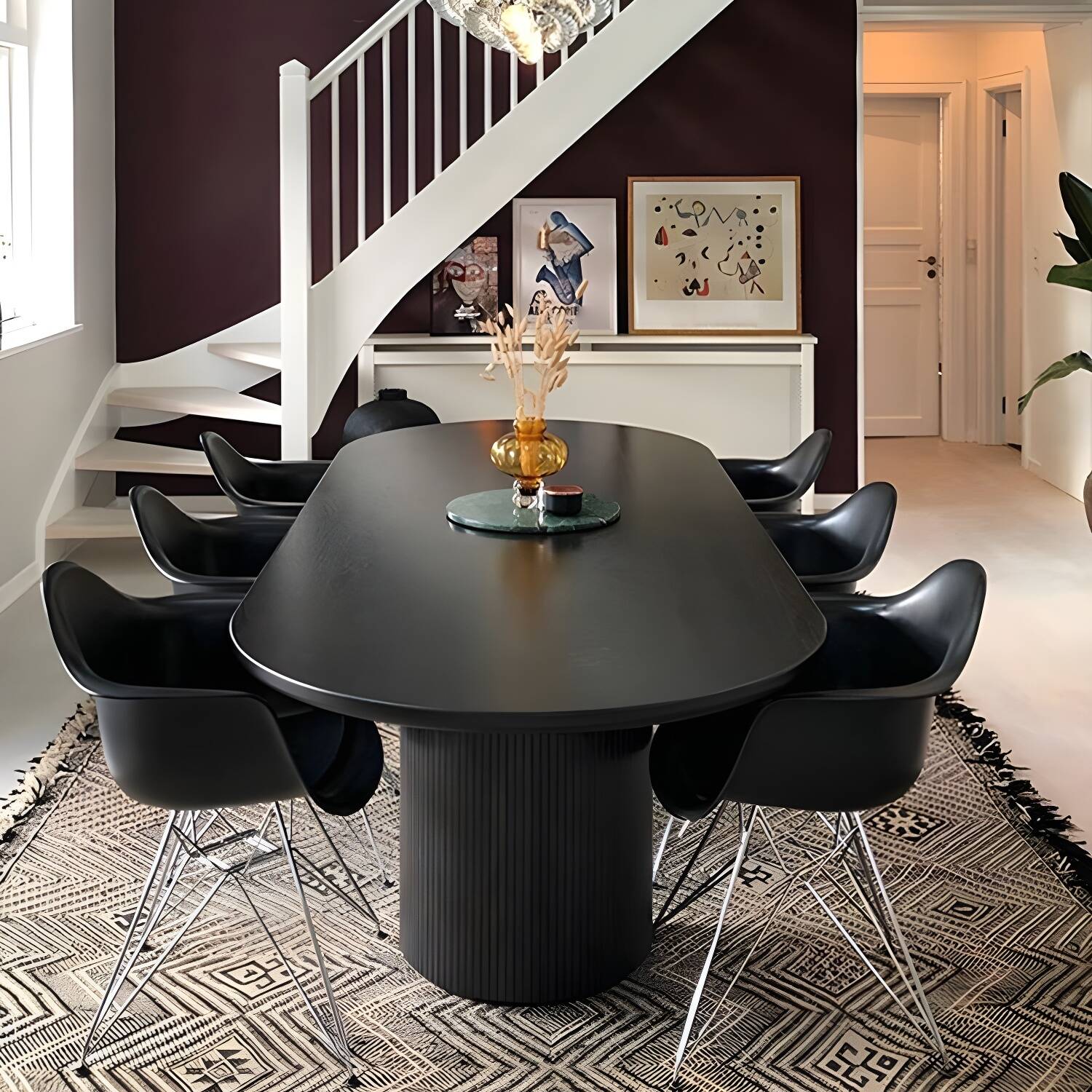 Modern Pine Wood Table for Restaurant Black Dining Table with