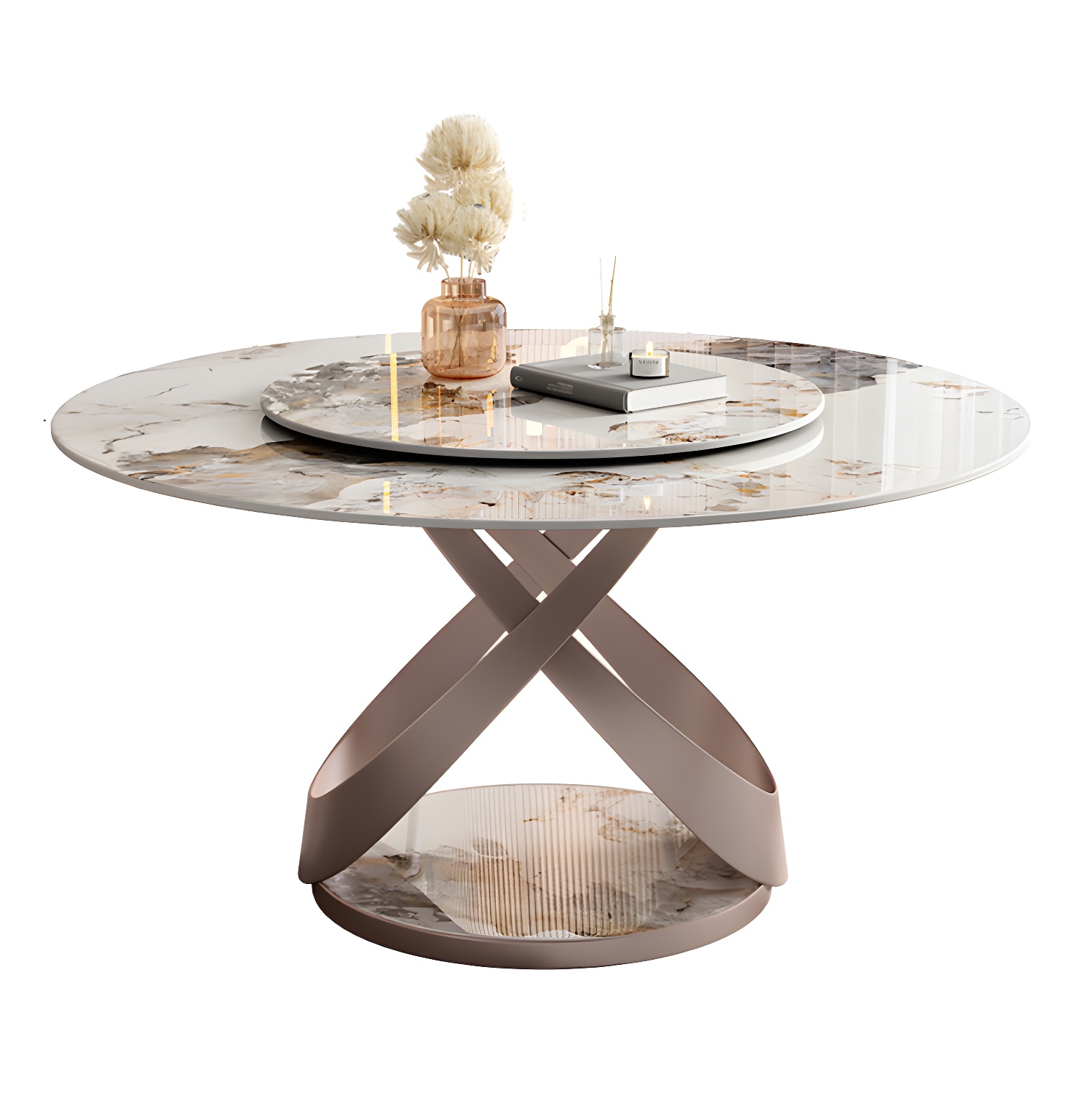 Nordic Glam Dining Round Table Dining Sintered Stone Table for Restaurant