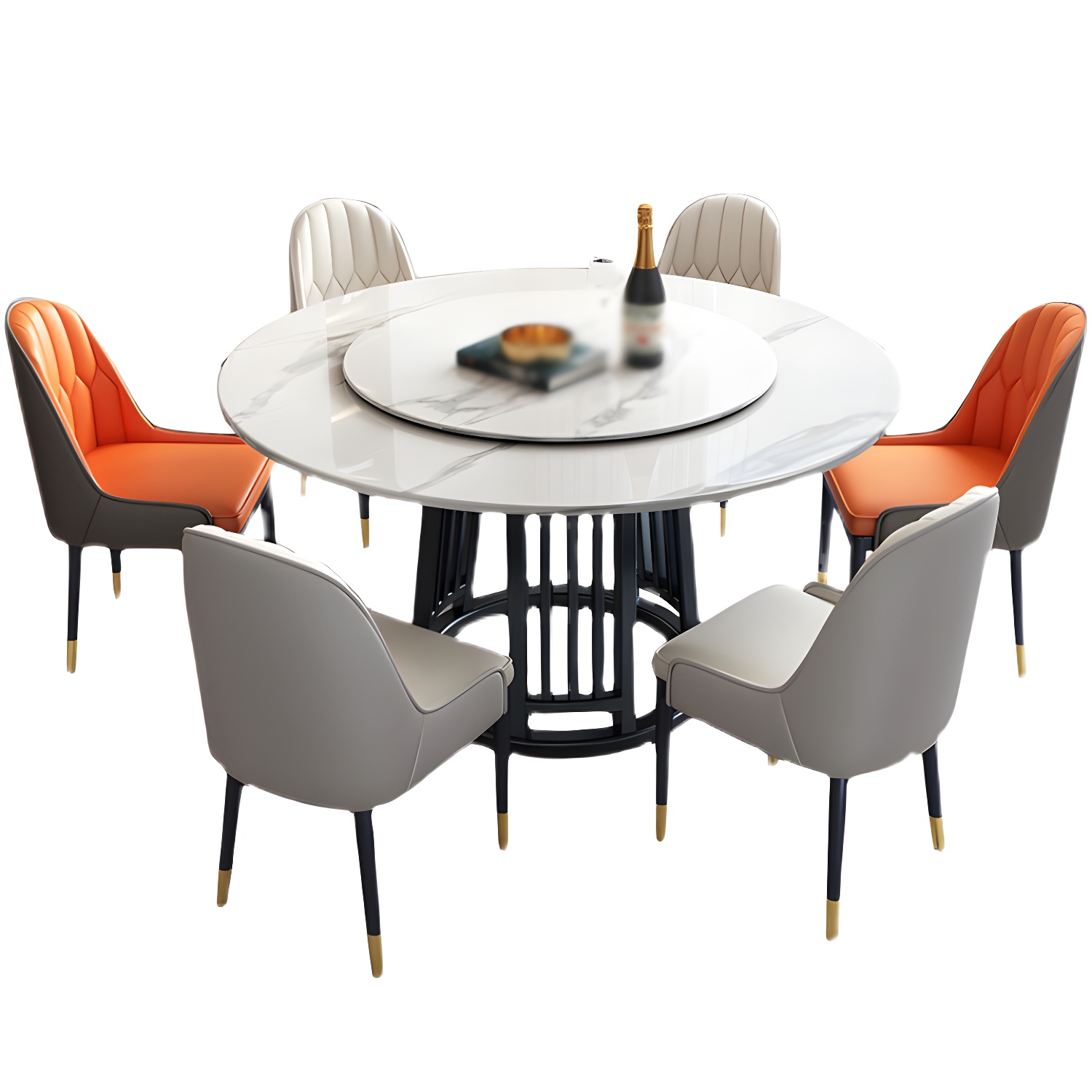 Modern 1/2/7 Pieces Dining Set Round Sintered Stone Dining Table for Dining Room