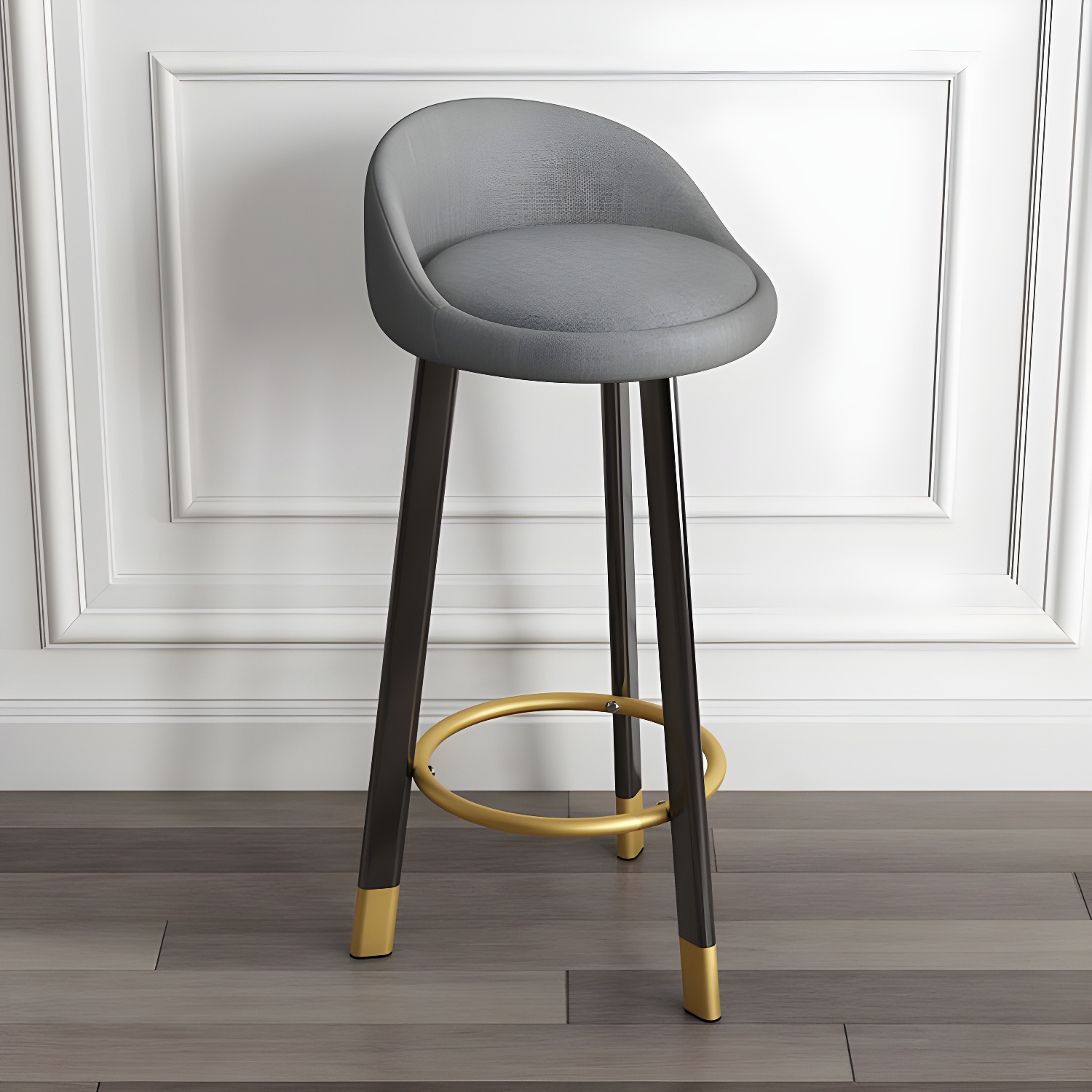 Modern Armless Backrest Counter Stool Steel Cashier Bar Stool with Cushion and Pedal