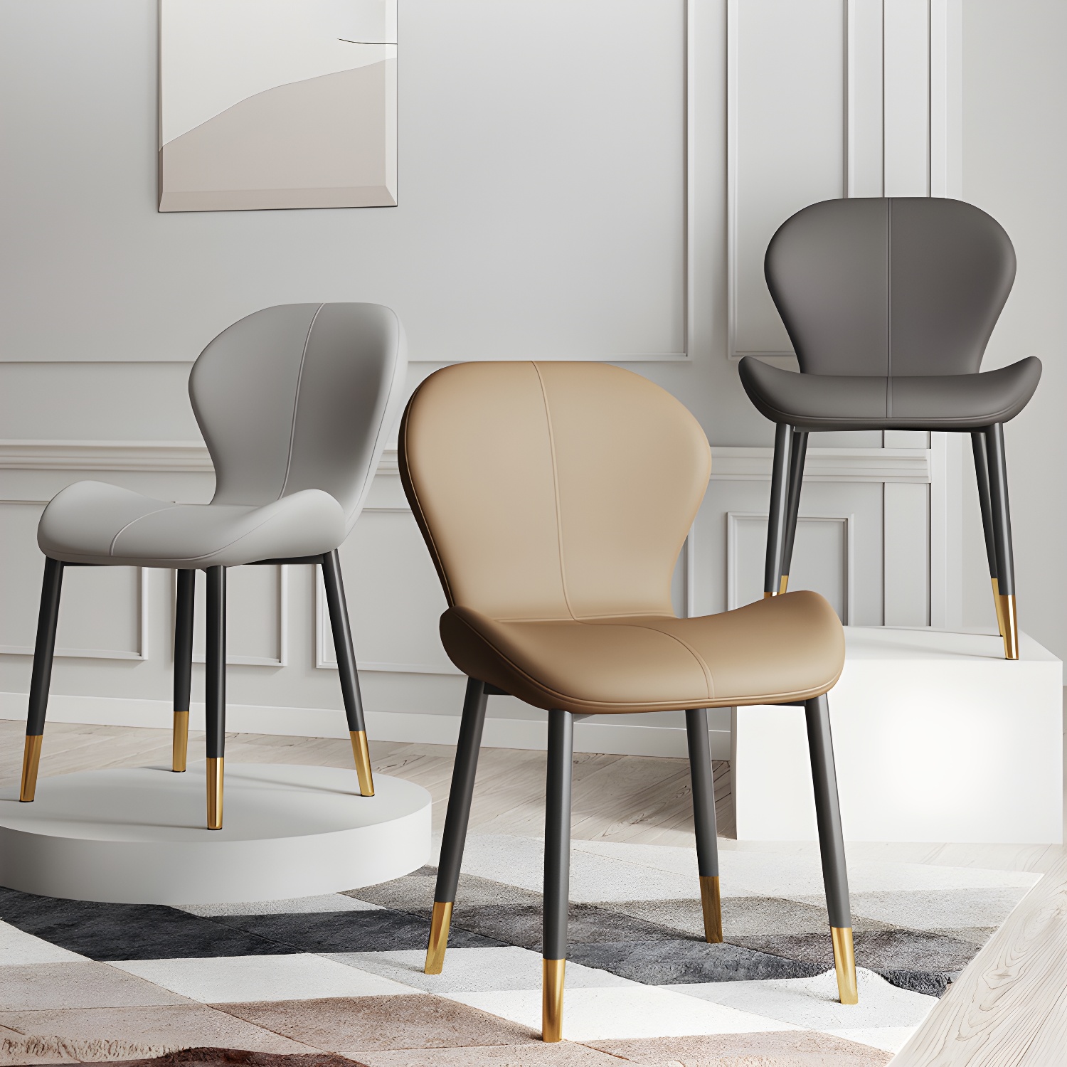 Indoor Modern Upholstered Dining Chair Matte Finish Solid Back Side Chair