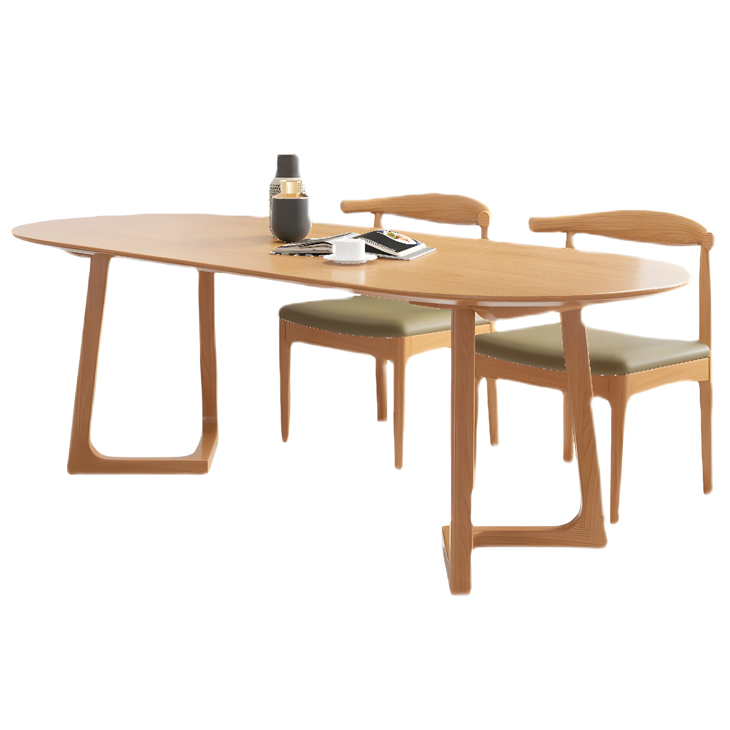 Modern Oval Dining Table Pine Solid Wood Dining Table for Kitchen