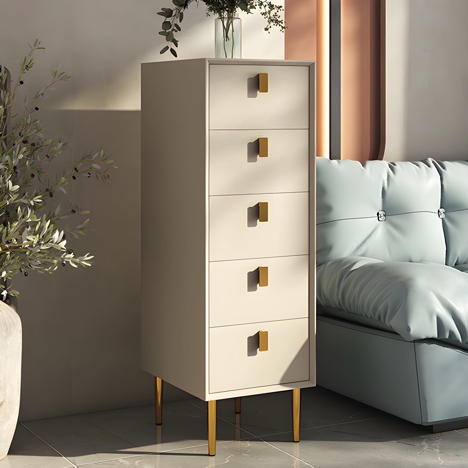 Solid Wood Chest with Drawers Contemporary Chest with Legs for Bedroom