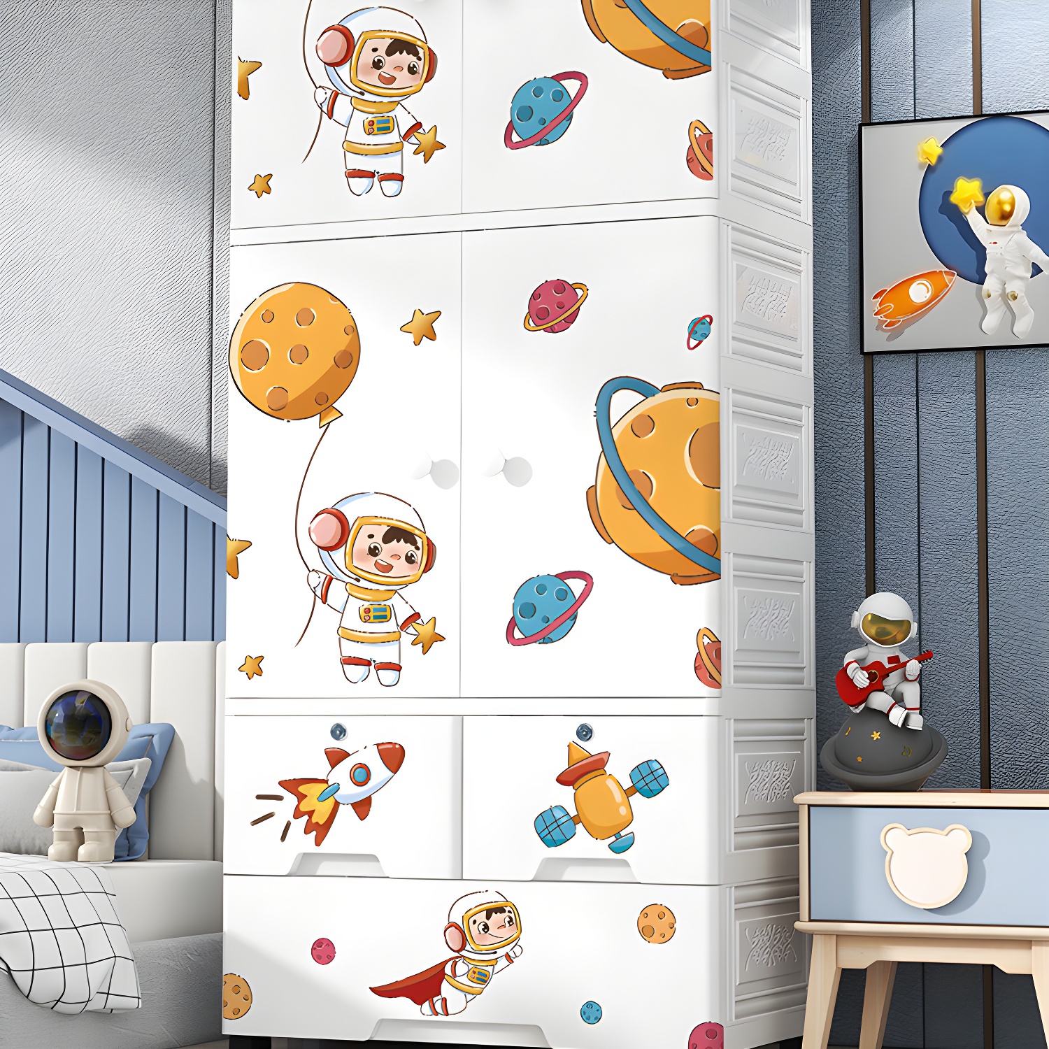 Contemporary Plastic Wardrobe Adjustable Shelves Wardrobe Closet for Bedroom