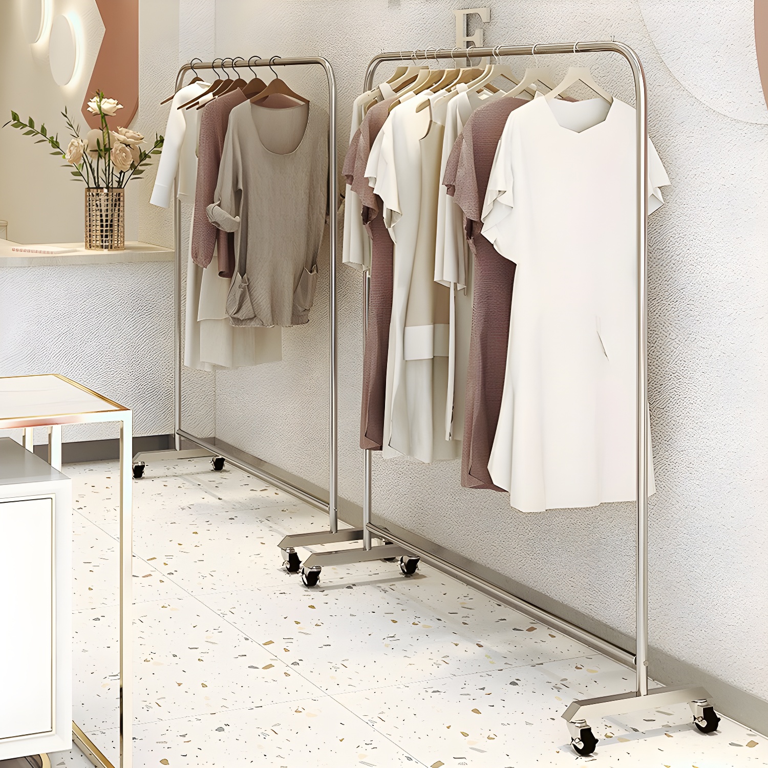 Metal Industrial Coat Hanger Hanging Rail Entryway Kit Coat Rack