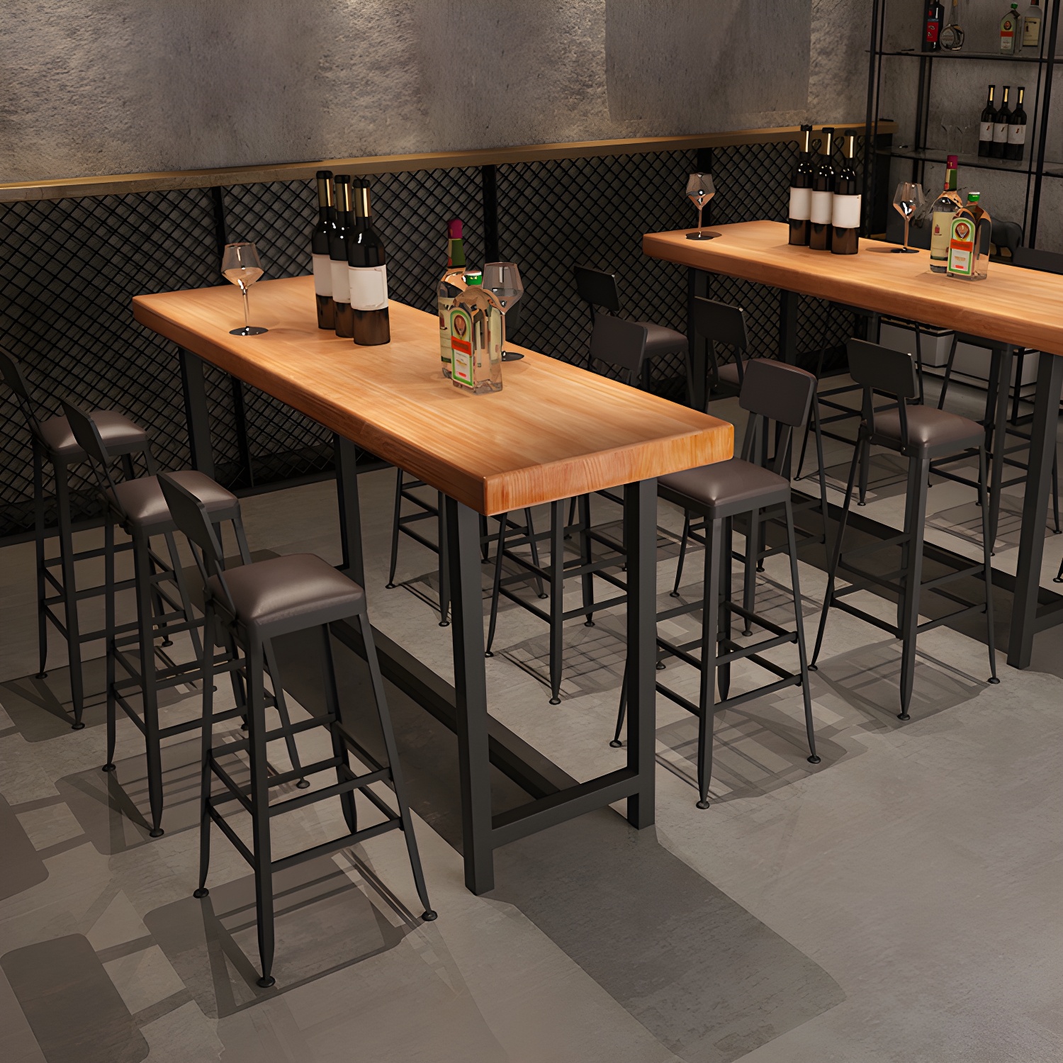 Metal Armless Counter Stool Industrial Bristol Bar Stool with Footrest