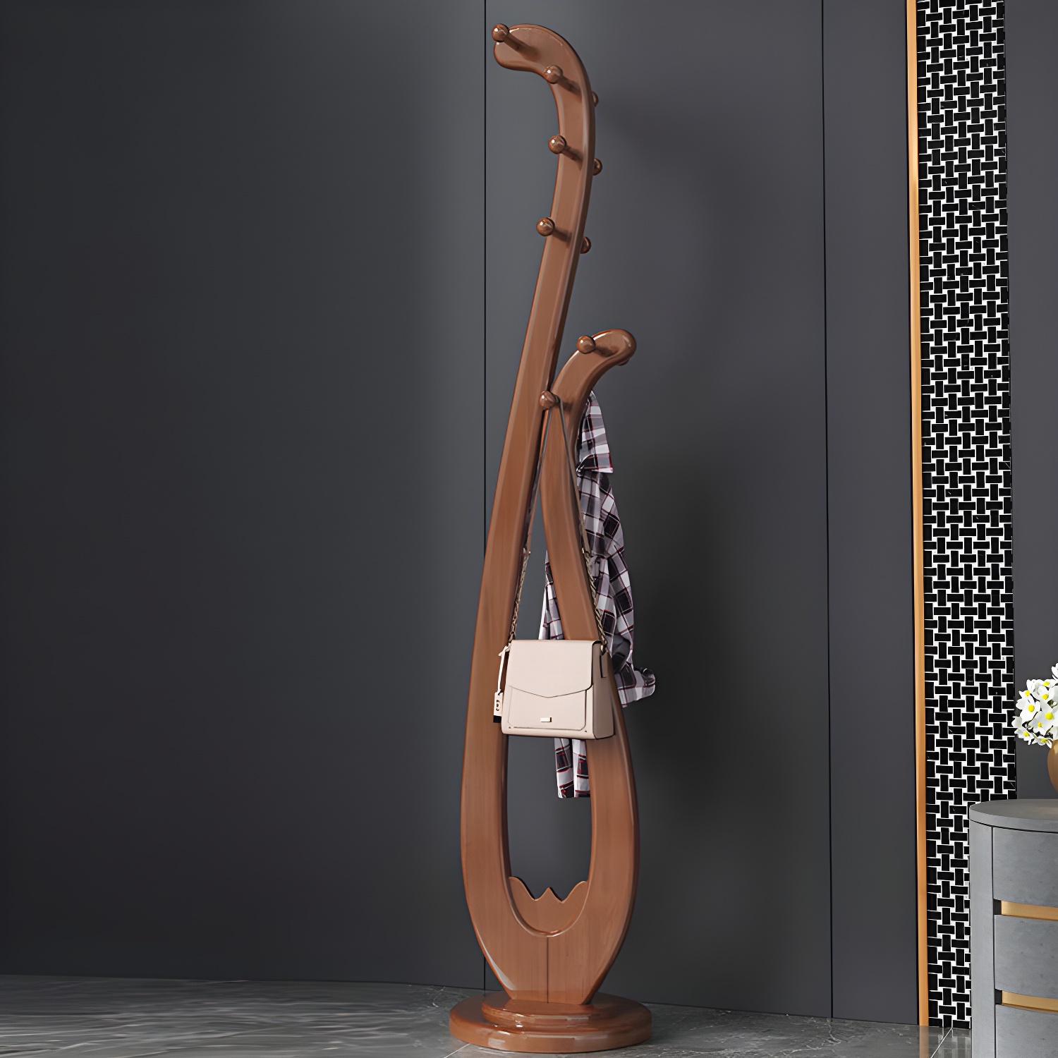 Traditional Coat Rack Solid Wood Creative Detached Floor Coat Rack