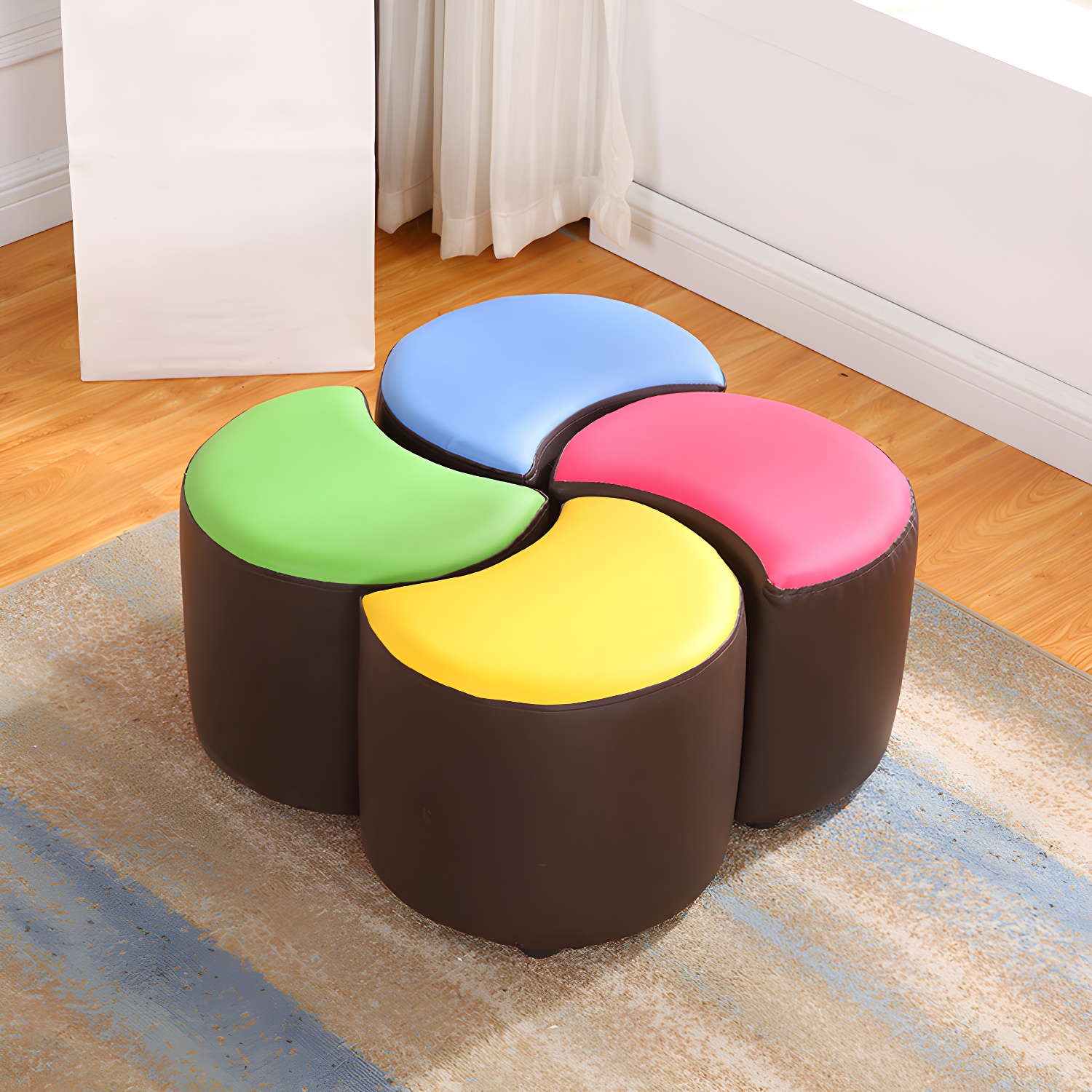 Modern Specialty Target Pouf Plain PU Leather Water Resistant Ottoman Taverna