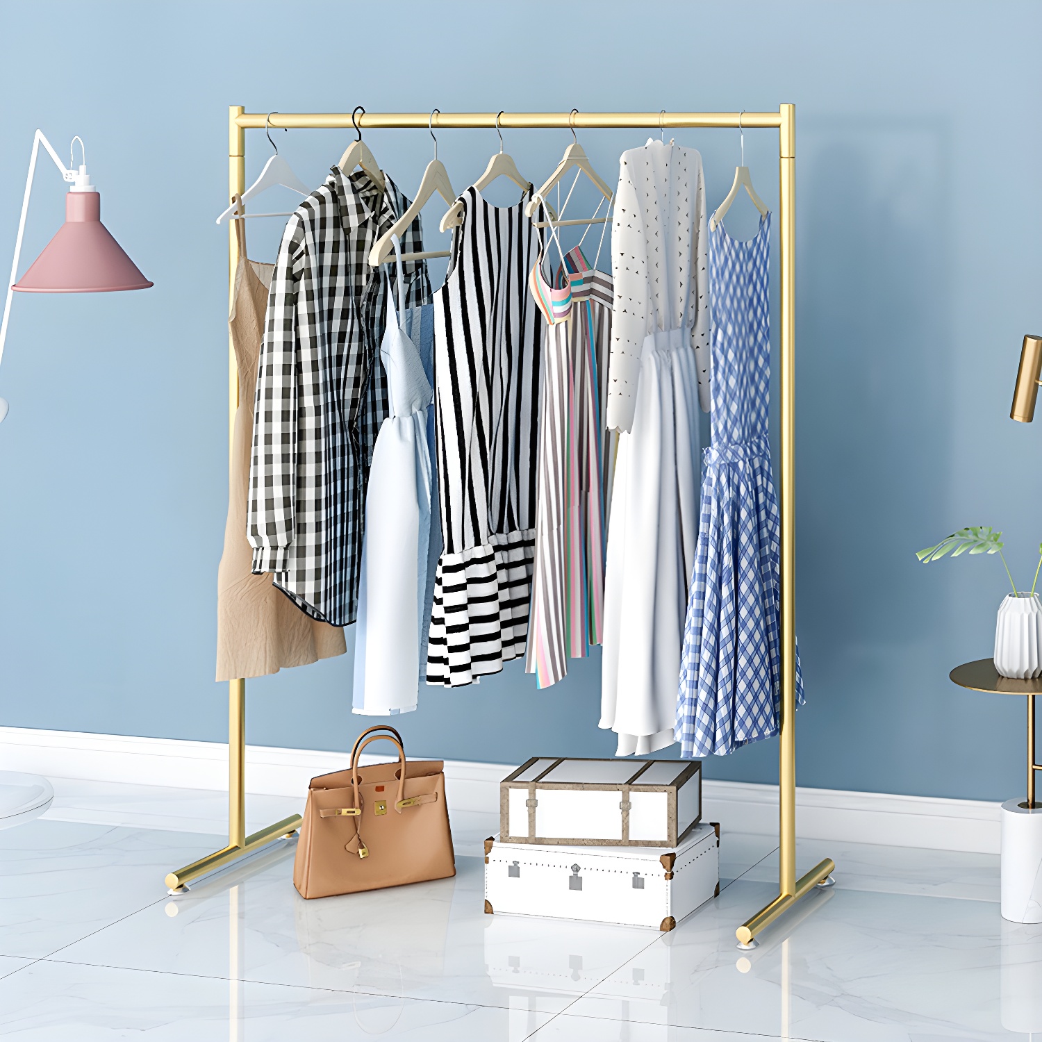 Industrial Hall Stand Metal No Distressing Free Standing Coat Rack