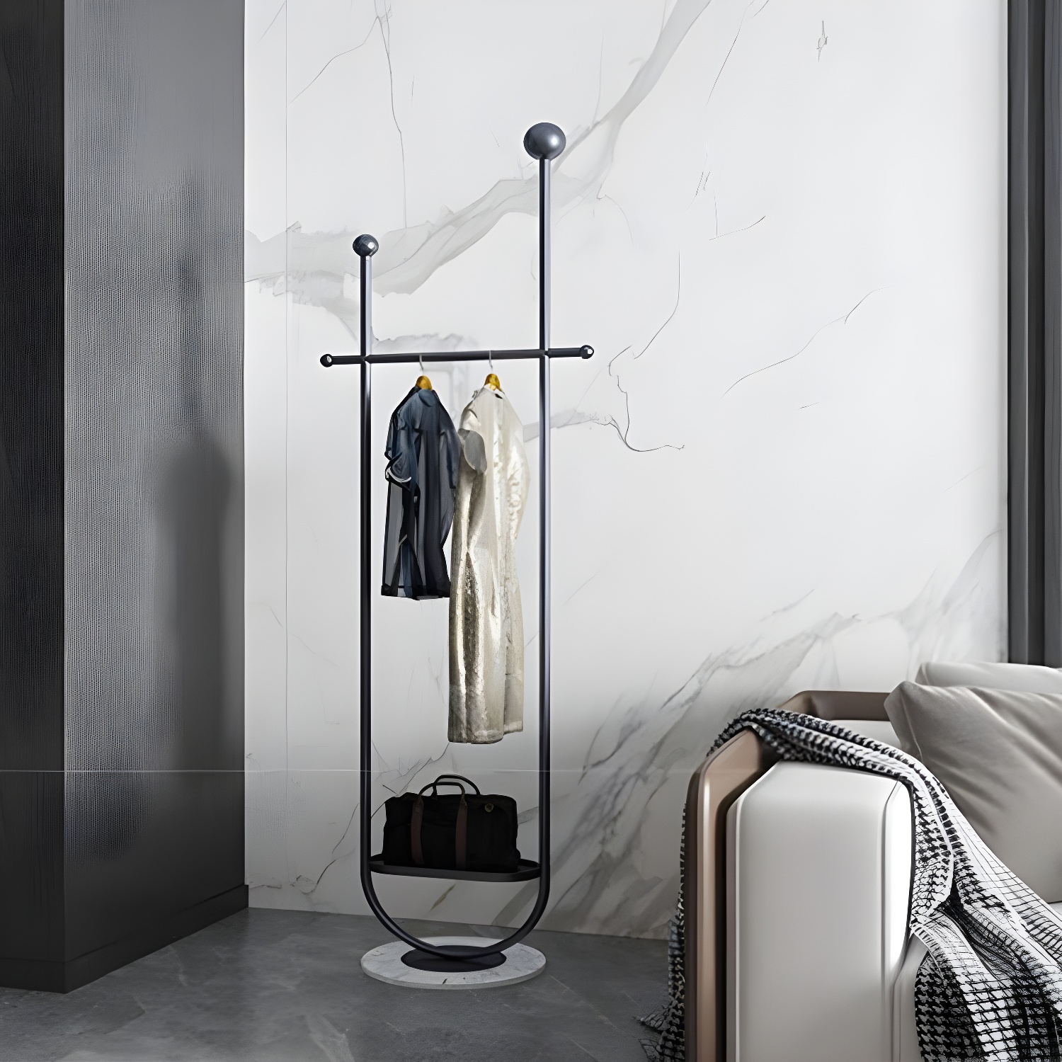 Glam Coat Hanger Metal Hooks Shelving Included Free Standing Coat Rack