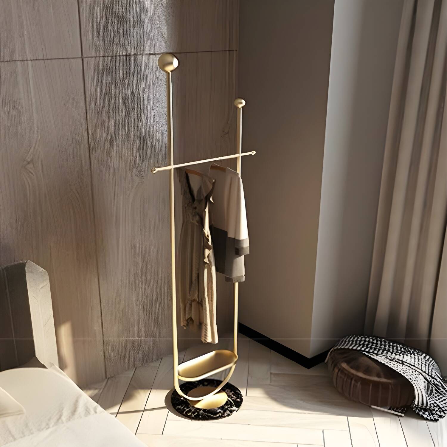 standing shelves glam coat rack