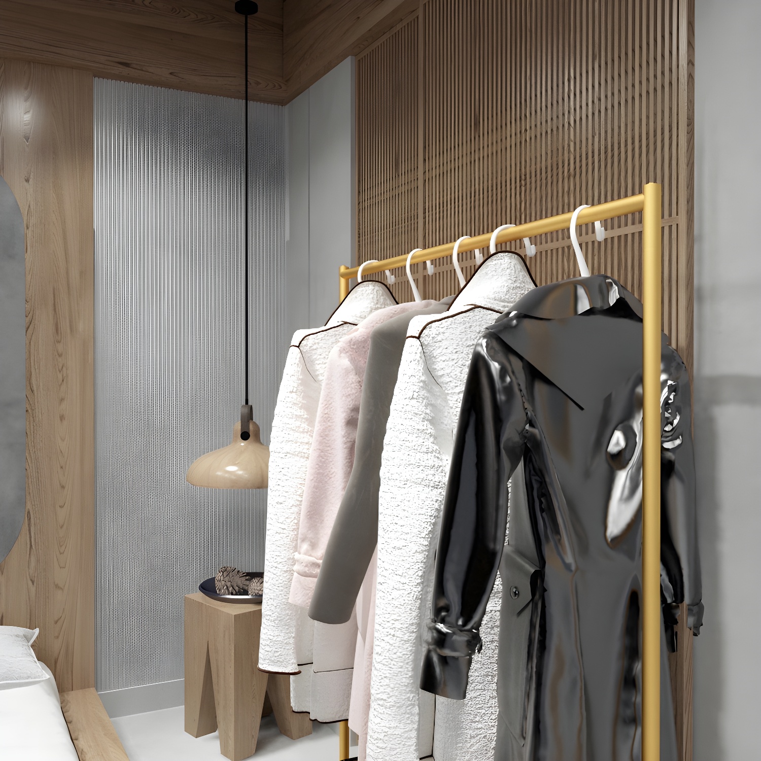 Glam Coat Rack Metal Framed Hanging Rail Entry Coat Rack for Living Room