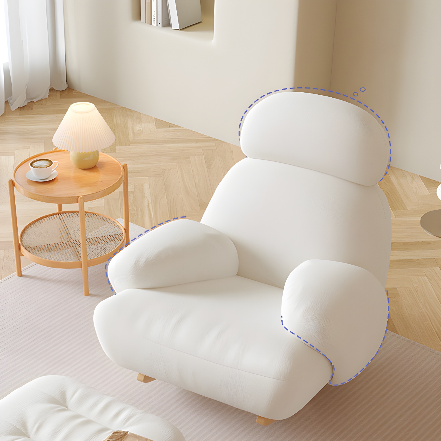 Upholstered Glam Rocker Ergonomic with Padded Seat Rocking Chair 37.8" x 37.8" x 33.5"