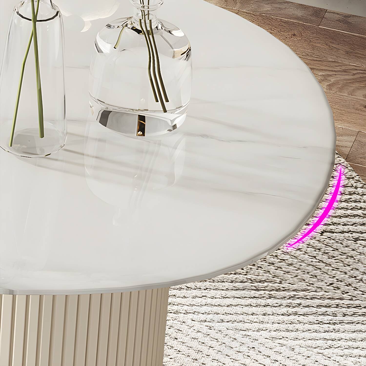 Glam White Office Desk 3-drawer Unconventional Shape Writing Desk for Office