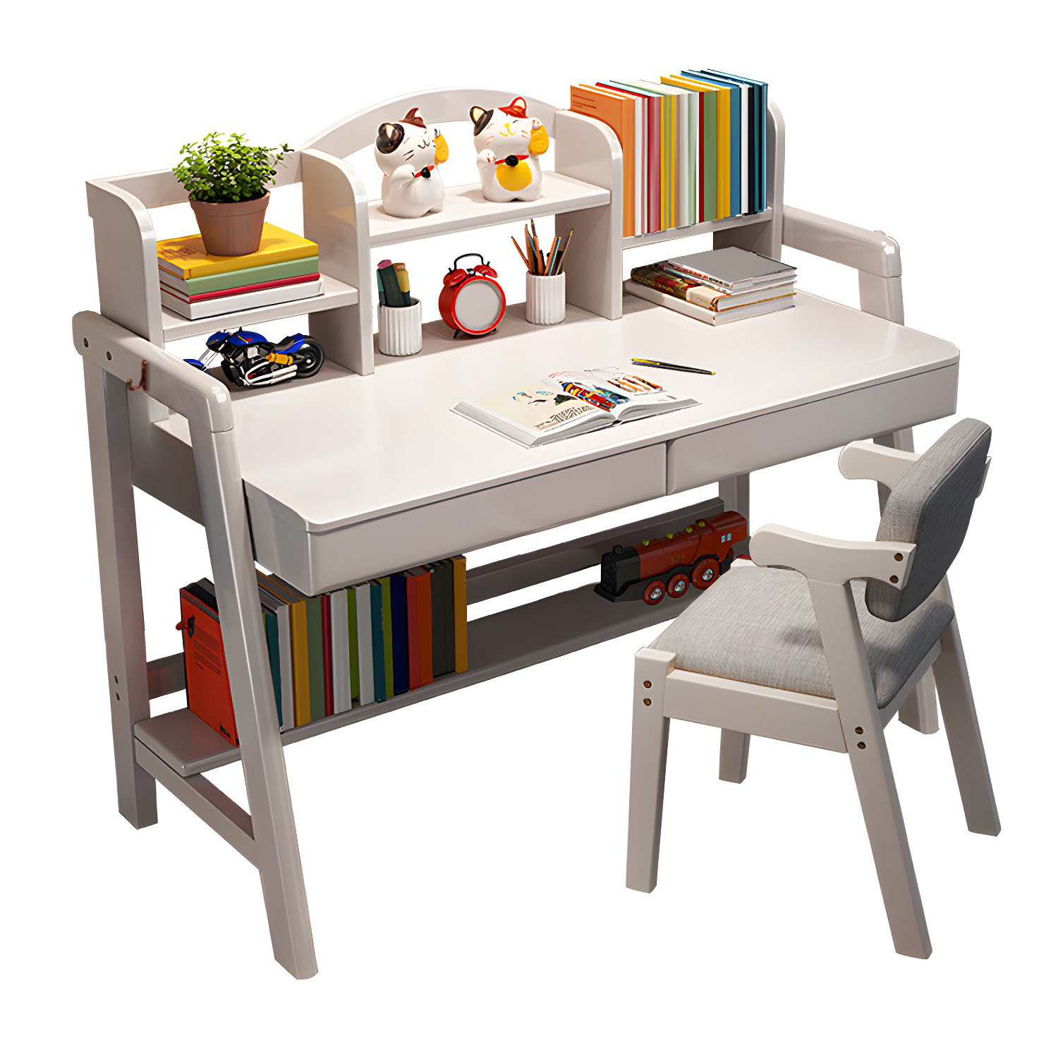 Adjustable Office Desk Solid Wood Modern Rectangular Writing Desk for Home