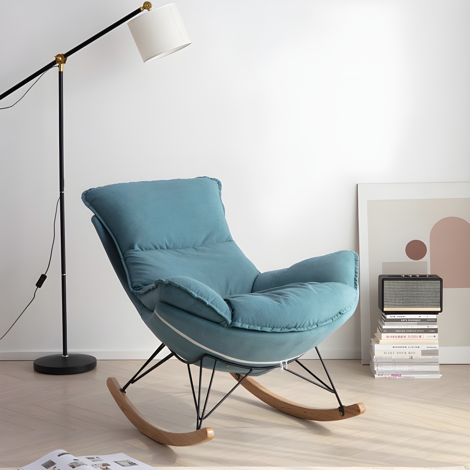 Contemporary Rocking Chair Faux Leather Glider Chair for Living