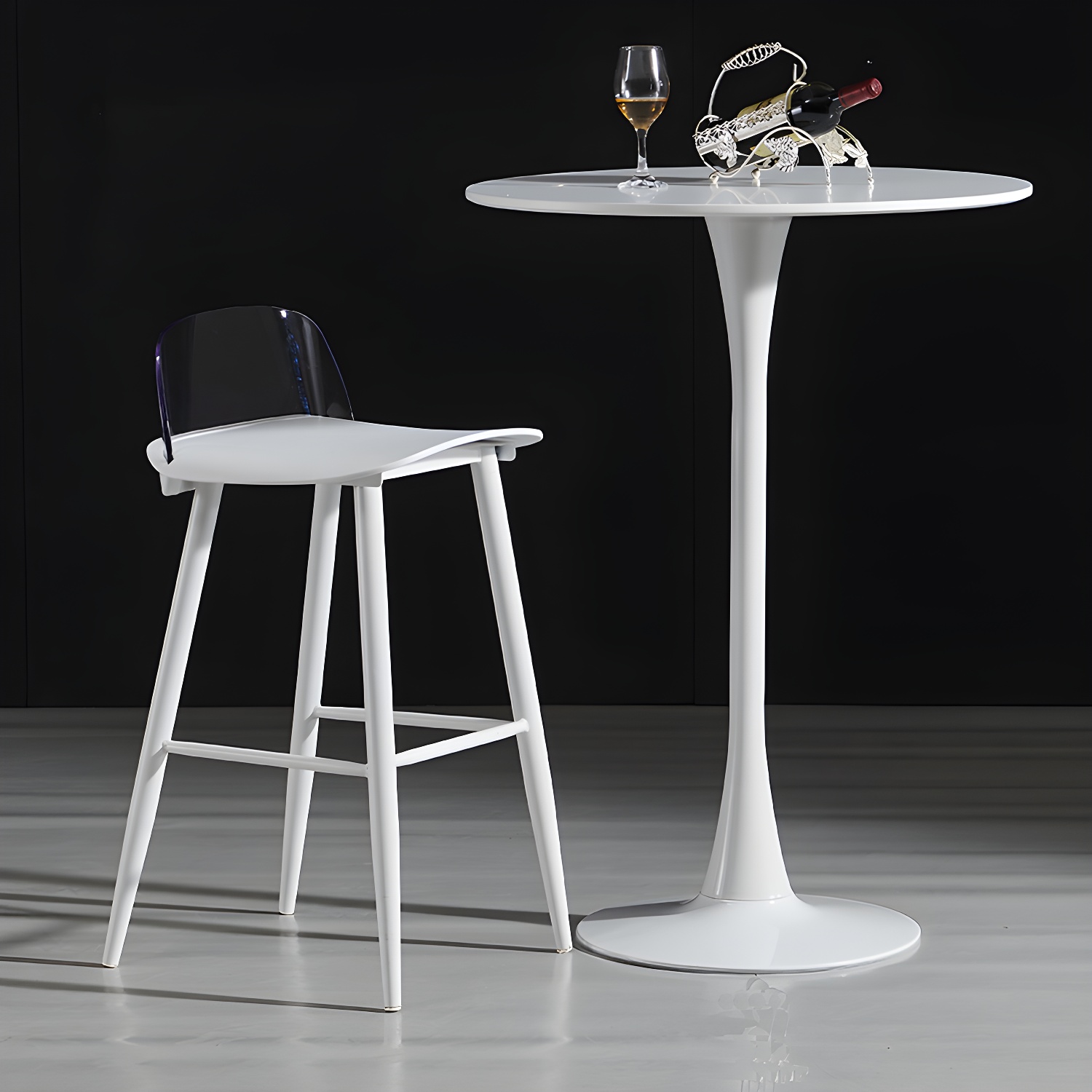 Modern Round Pub Table Fixed Pedestal Bar Height Cocktail Table