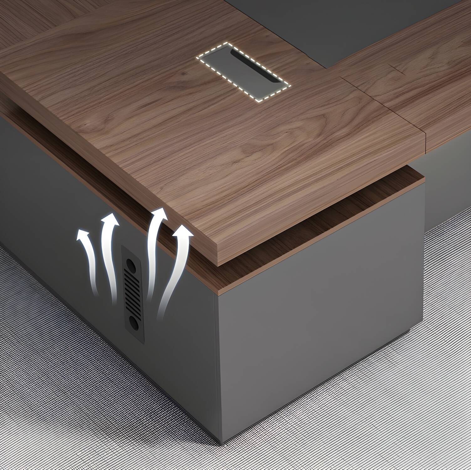 Artificial Wood Executive Desk Contemporary Brown L-Shape Computer Desk