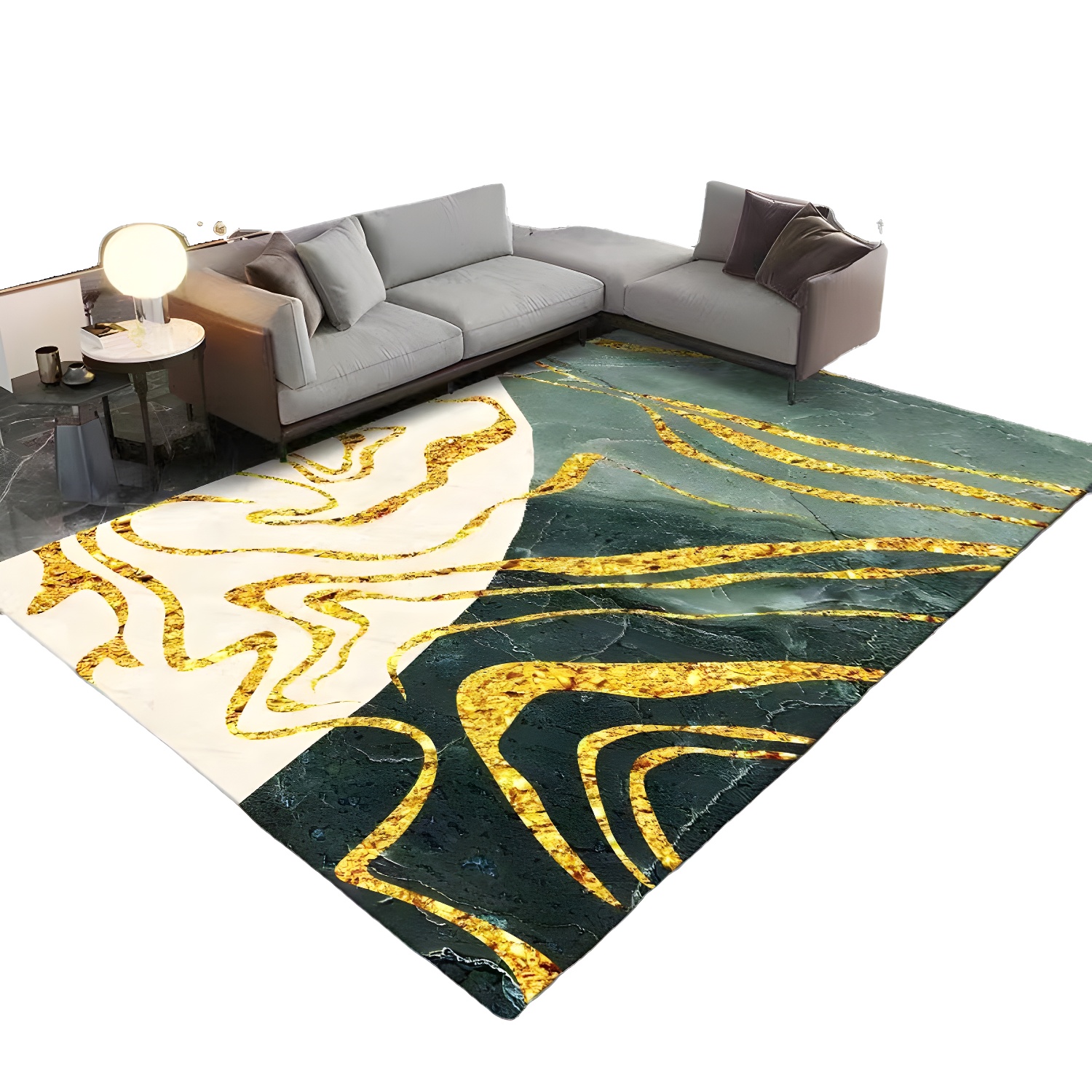 Magnificent Atrovirens Rug Polyester Graphic Rug Tear Resistant Rug for Drawing Room