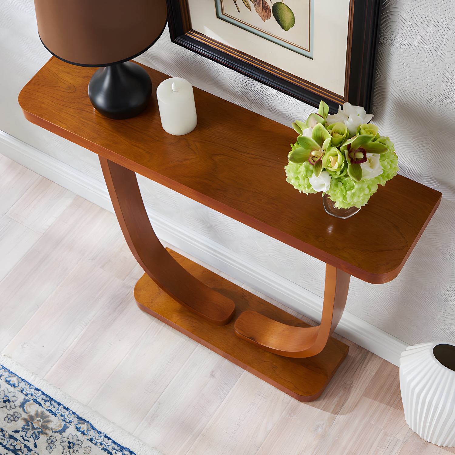 Solid Wood 31.5" Tall Console Table 1-shelf Accent Table for Hall