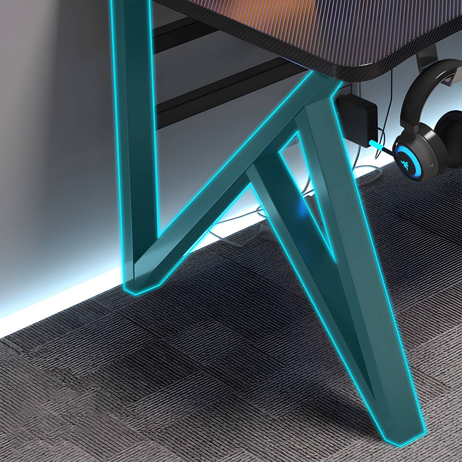 Contemporary Computer Desk Cable Management Rectangular Gaming Desk