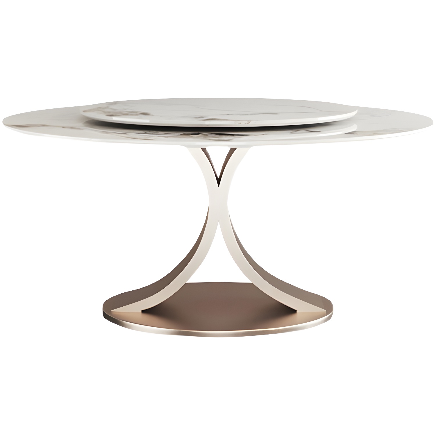 Modern Round Dining Table Stone Dining Table with Stainless Steel Pedestal Base