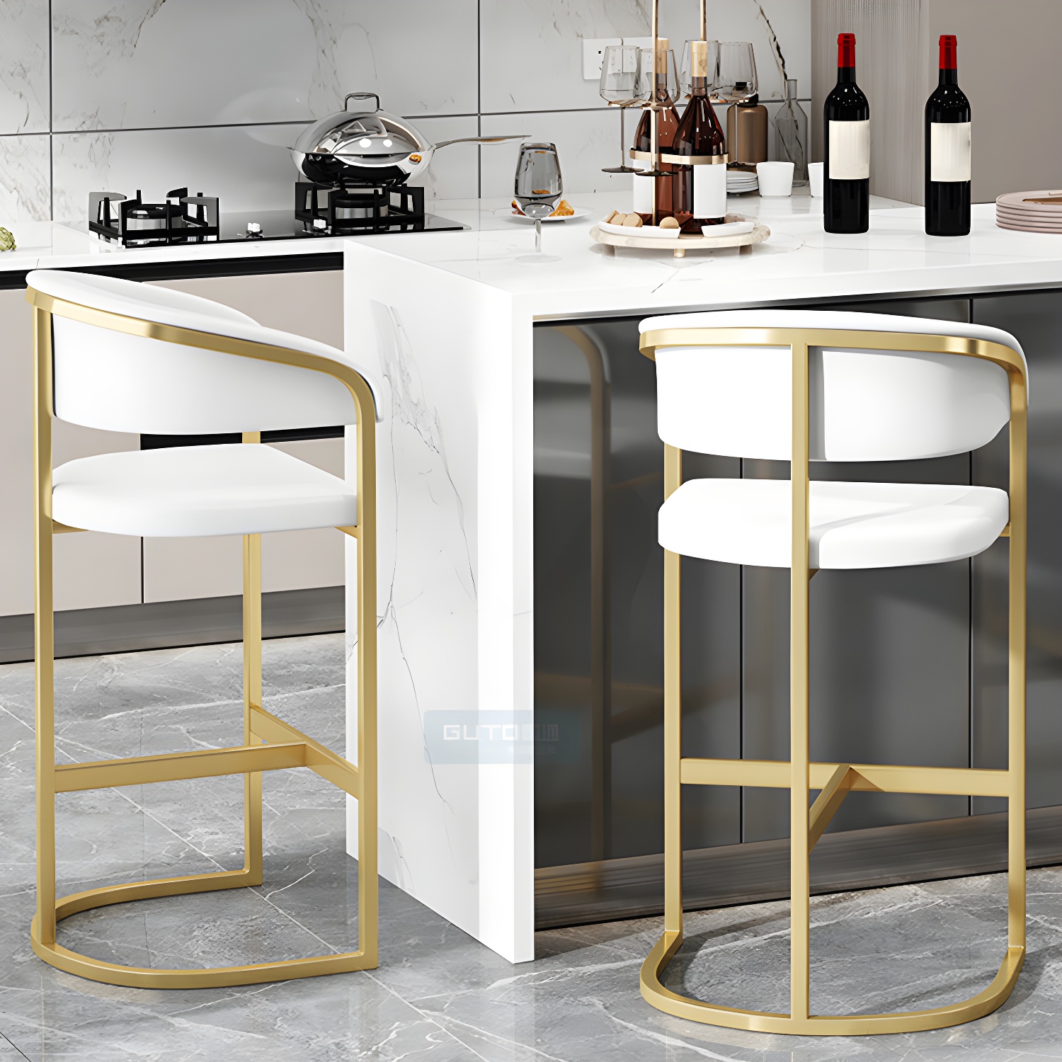 Glam Style Leather Bar Stool Backrest Counter Stool for Bristol