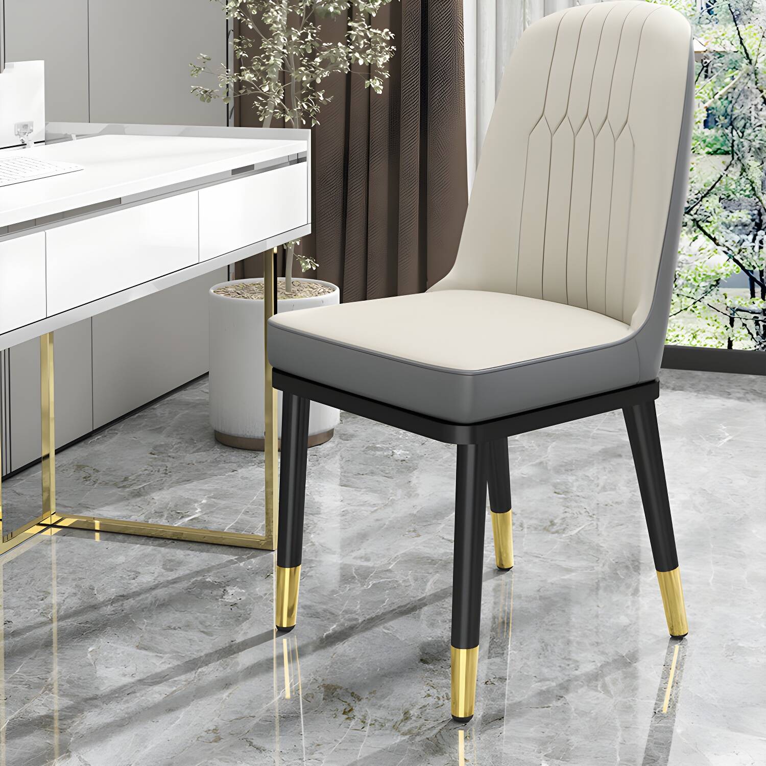 Glam Style Side Chair Parsons Armless Side Chair for Kitchen