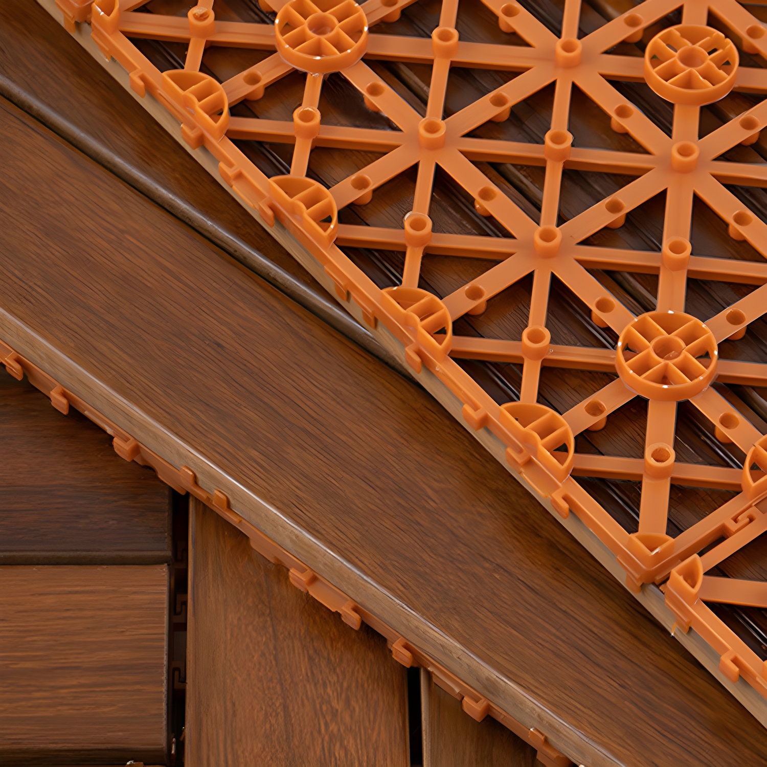 Smooth Teak Floor Tile Water Resistant Click Lock Wooden Floor for Living Room