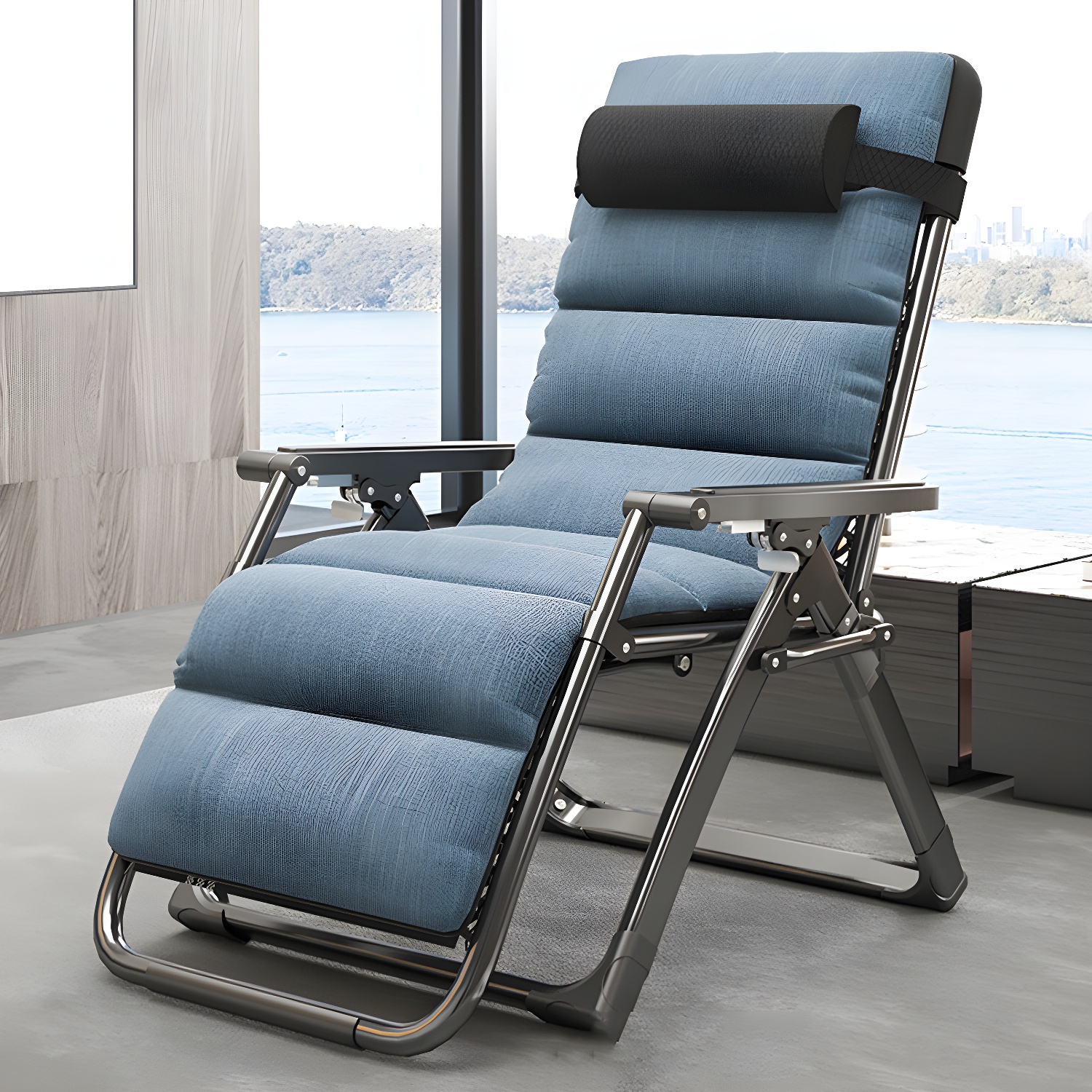 Metal Recliner Chair with Arm Contemporary foldable Chair for Bedroom