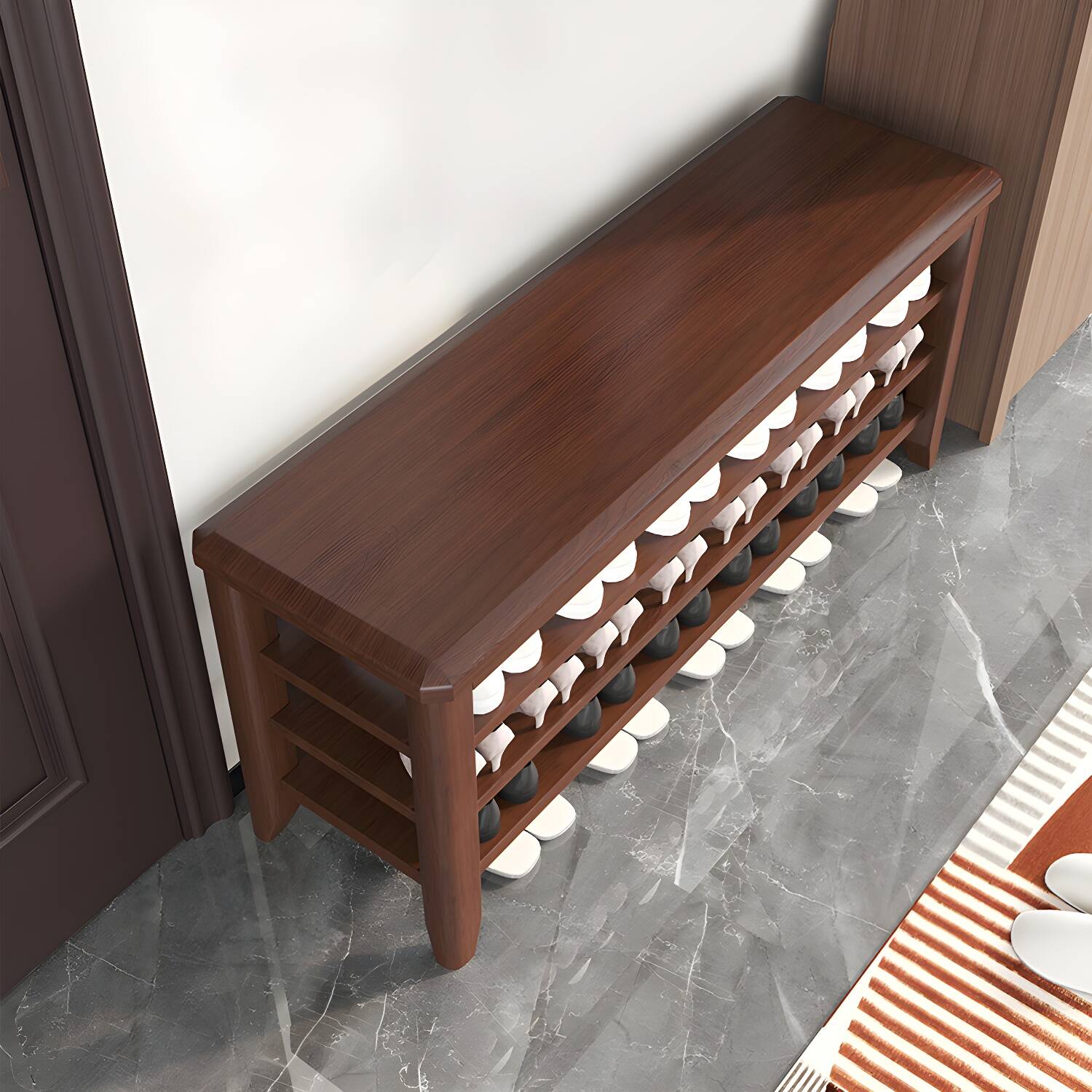 Modern Entryway Bench Rectangle 12" Width Wooden Seating Bench