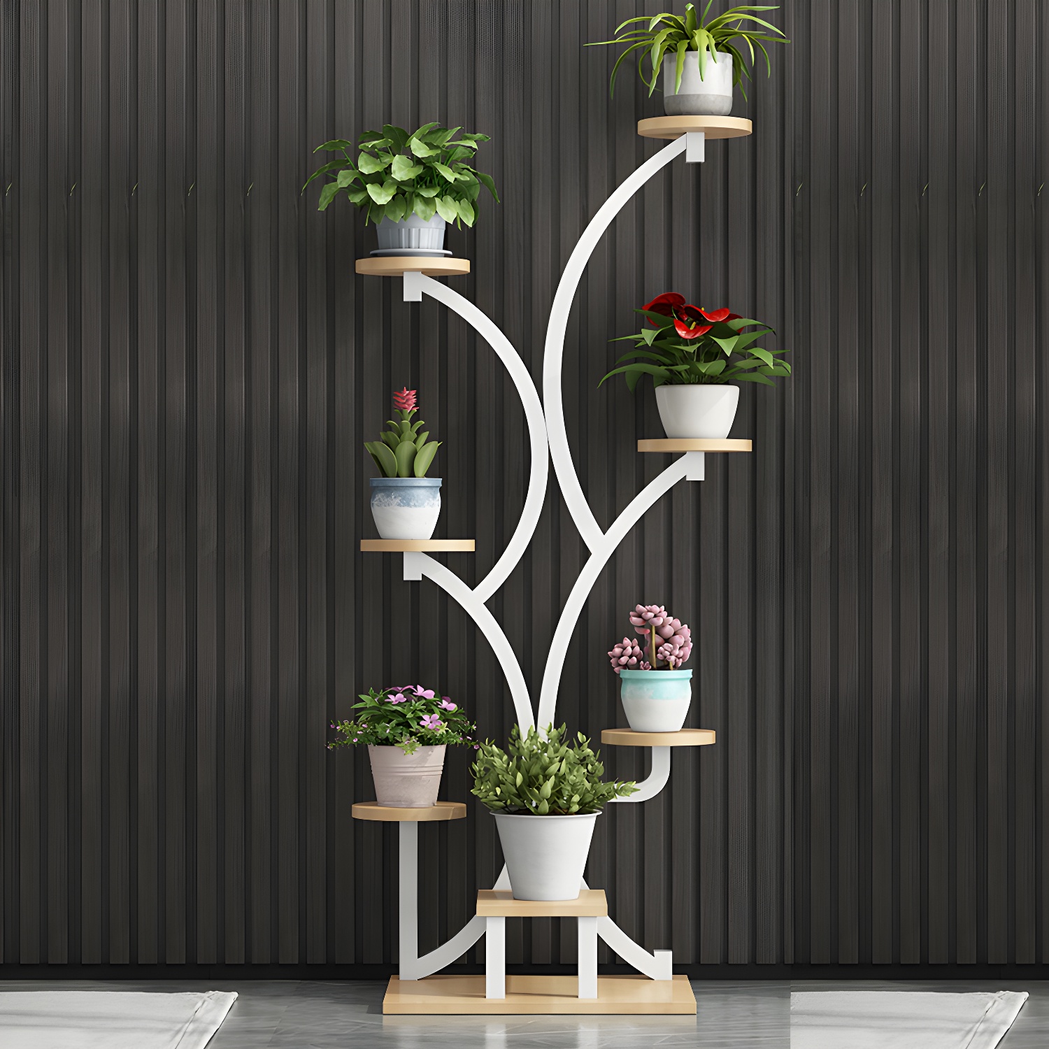 Multi-Tiered Plant Stand Solid Plant Stand with Metal Frame