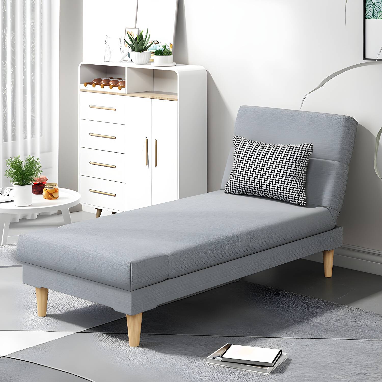 Scandinavian Chaise Lounge Solid Colour Chaise Lounge Sofa Armless