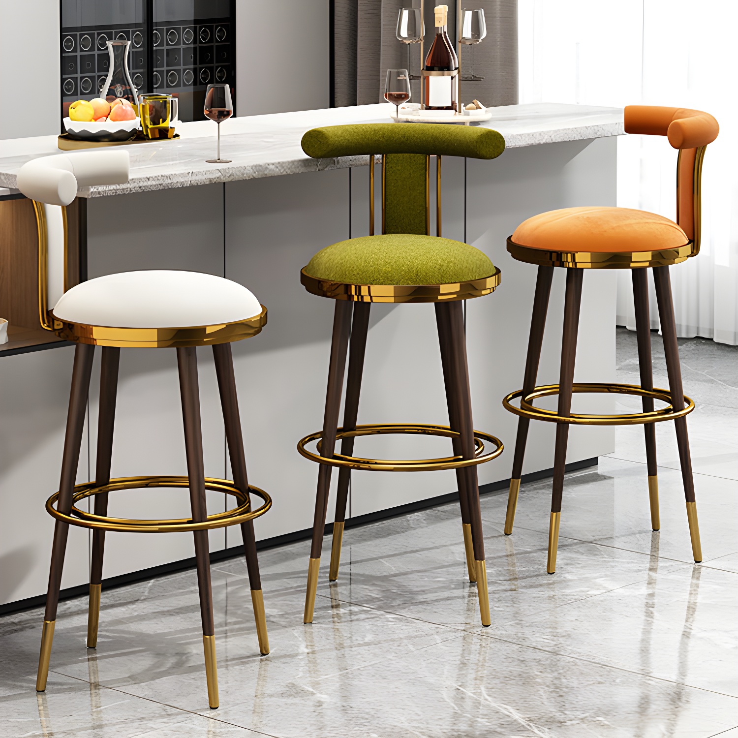 Contemporary Metal Bar Stool Footrest Counter Stool for Restaurant