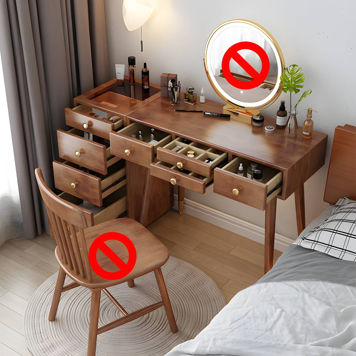 dressing table scandinavian design Norway 2 Drawer Wooden Dressing Table and Desk