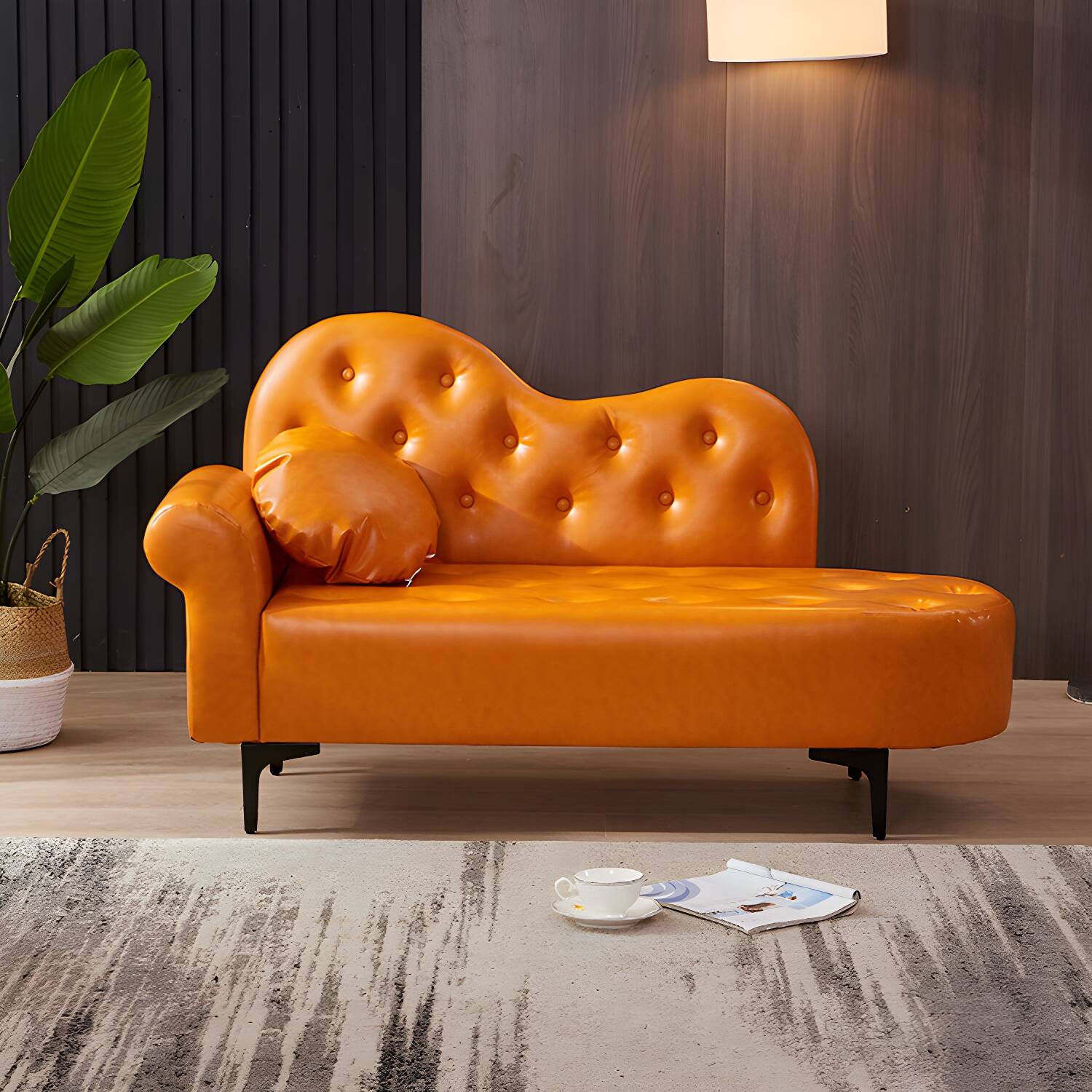 Modern Chaise Lounge Faux Leather Chaise Lounge Couch for Bedroom