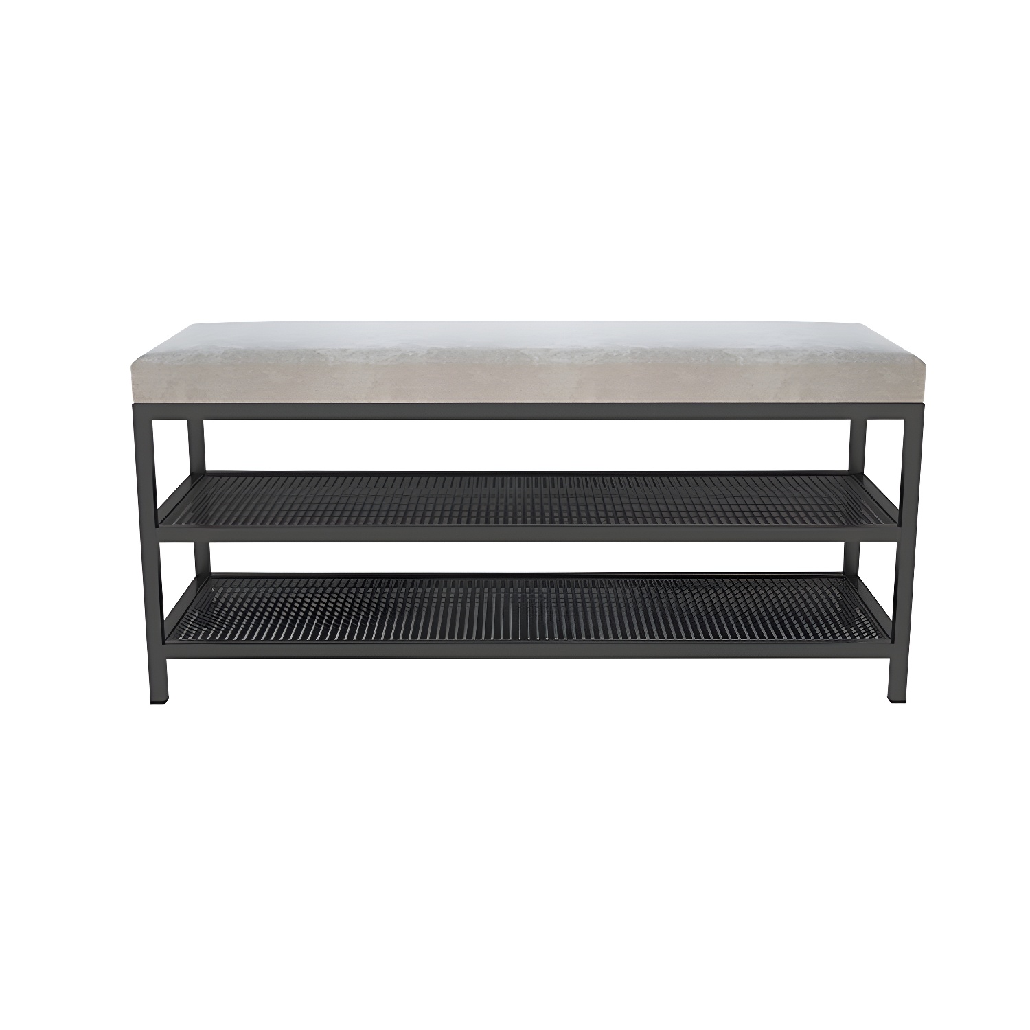 Glam Entryway Bench Cushioned Metal Seating Bench with Shoe Storage