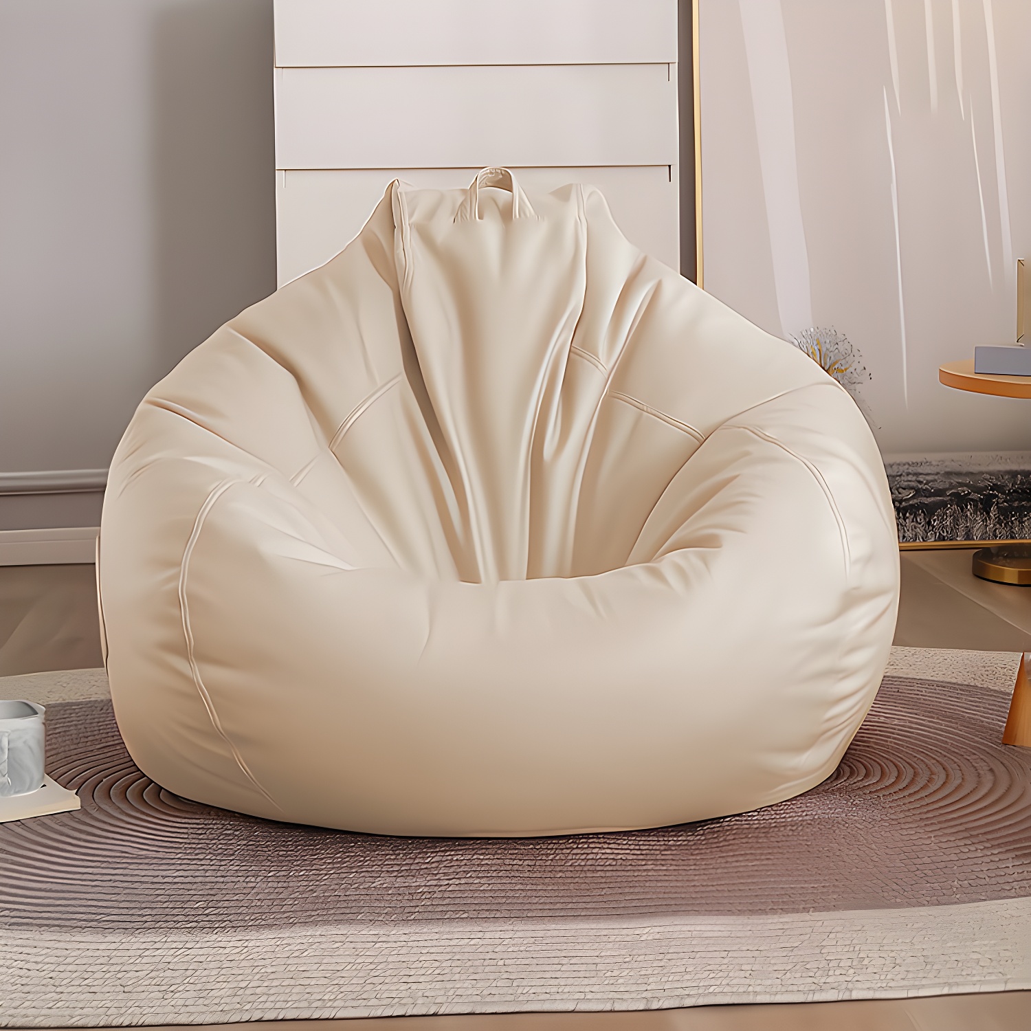Solid Colour Bean Bag Set Indoor Pre-Filled Bean Bag with Footstool